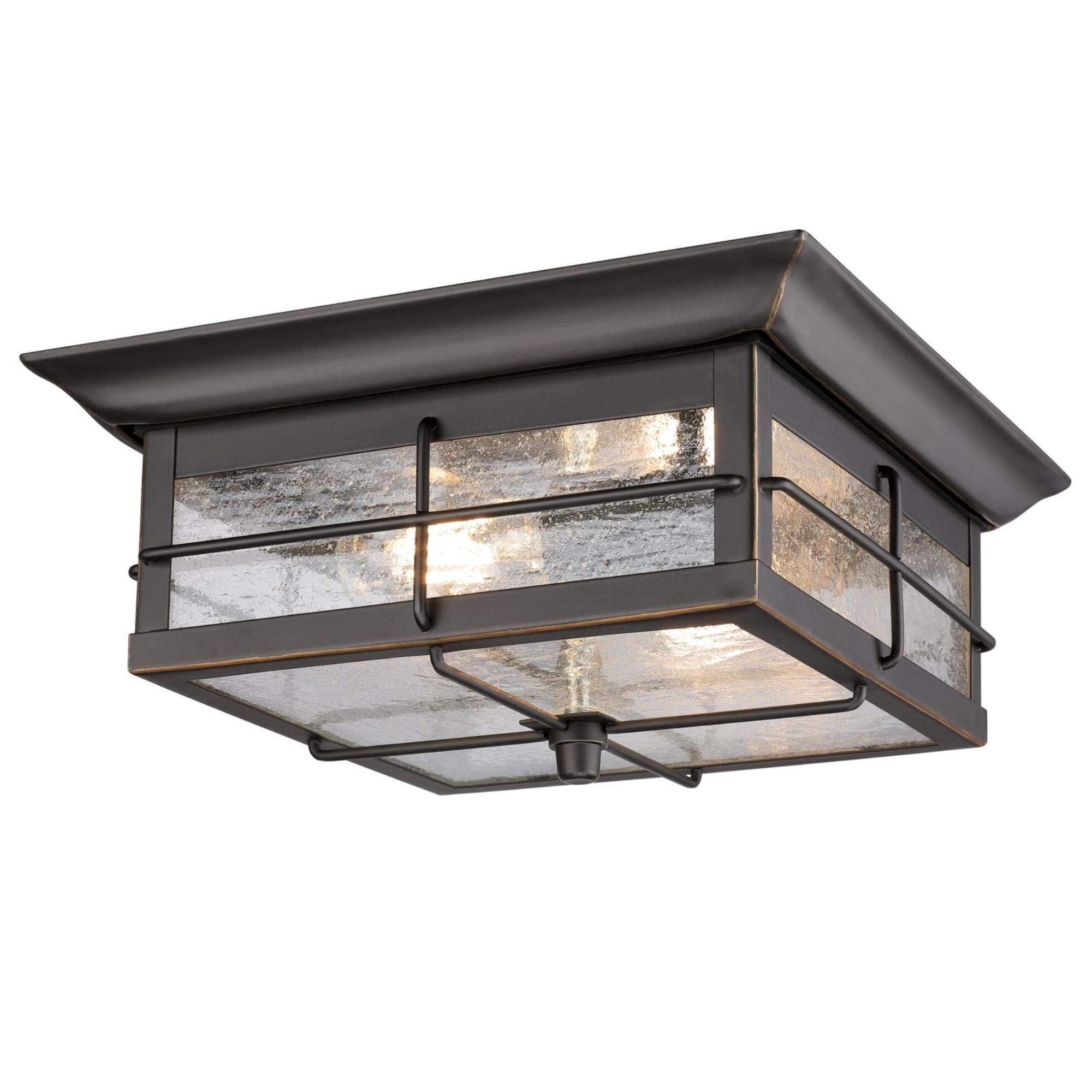 Westinghouse 6578400 Outdoor Flush Mount Light Fixture, 2-Light, Oil Rubbed Bronze and Clear Glass
