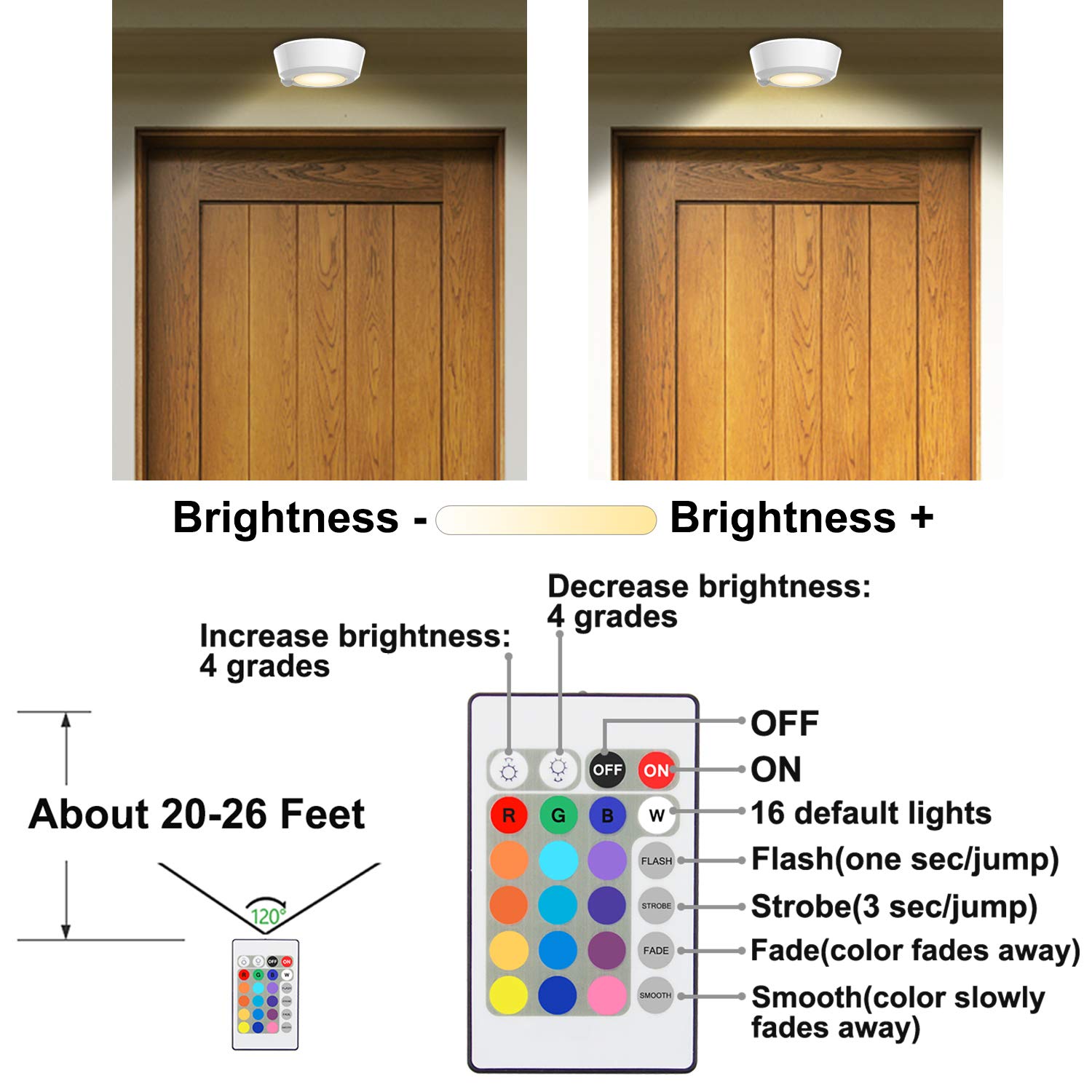 LUXSWAY LED Ceiling Light with Remote Control, 16 Color Changing, 4 Modes, 5.6in Plastic, Model DY46IR-12C-1, 1 Pack