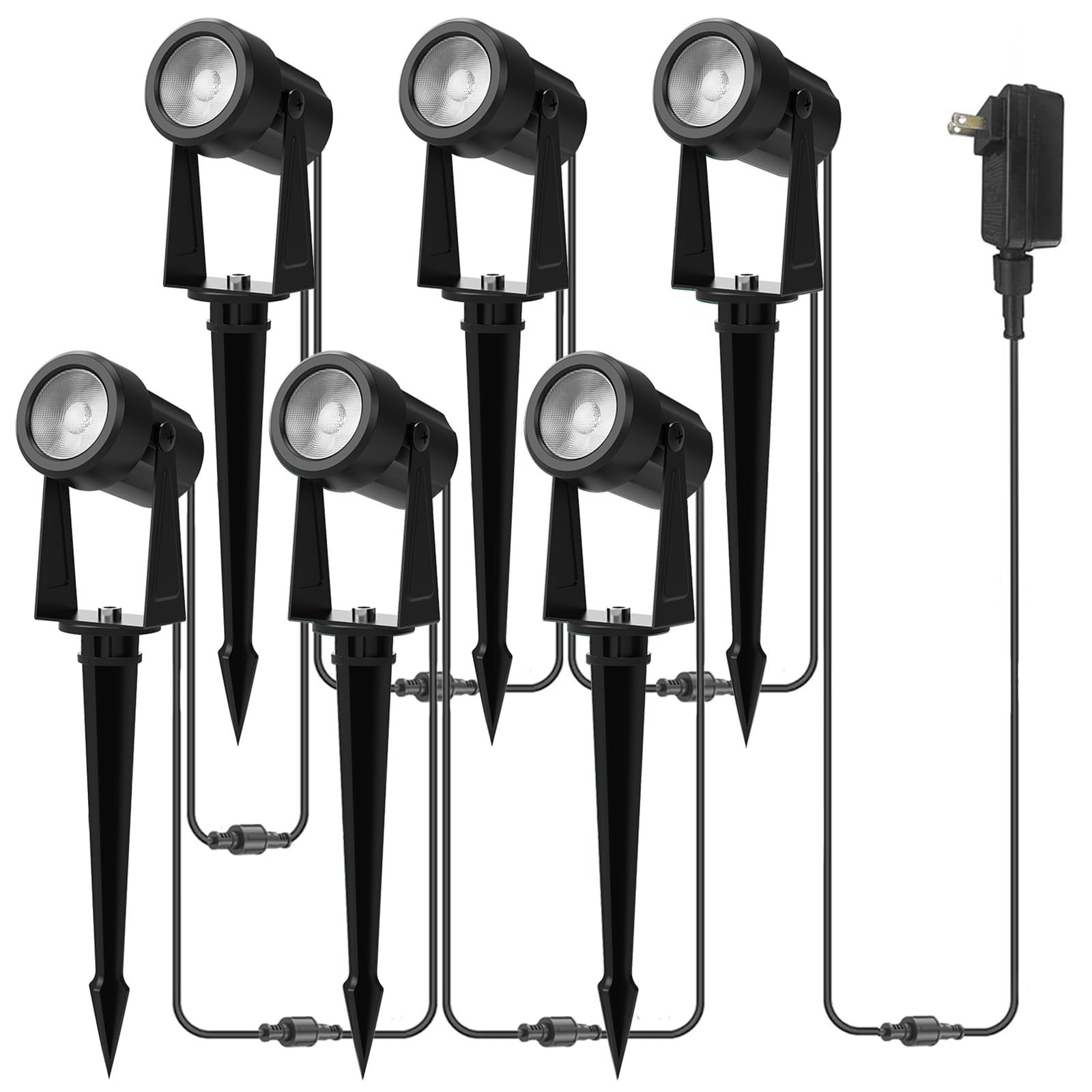 Banord Outdoor Spot Lights, 6 Pack Low Voltage LED, IP65 Waterproof, 2700K Warm White, Model BN-Spot-White-6P