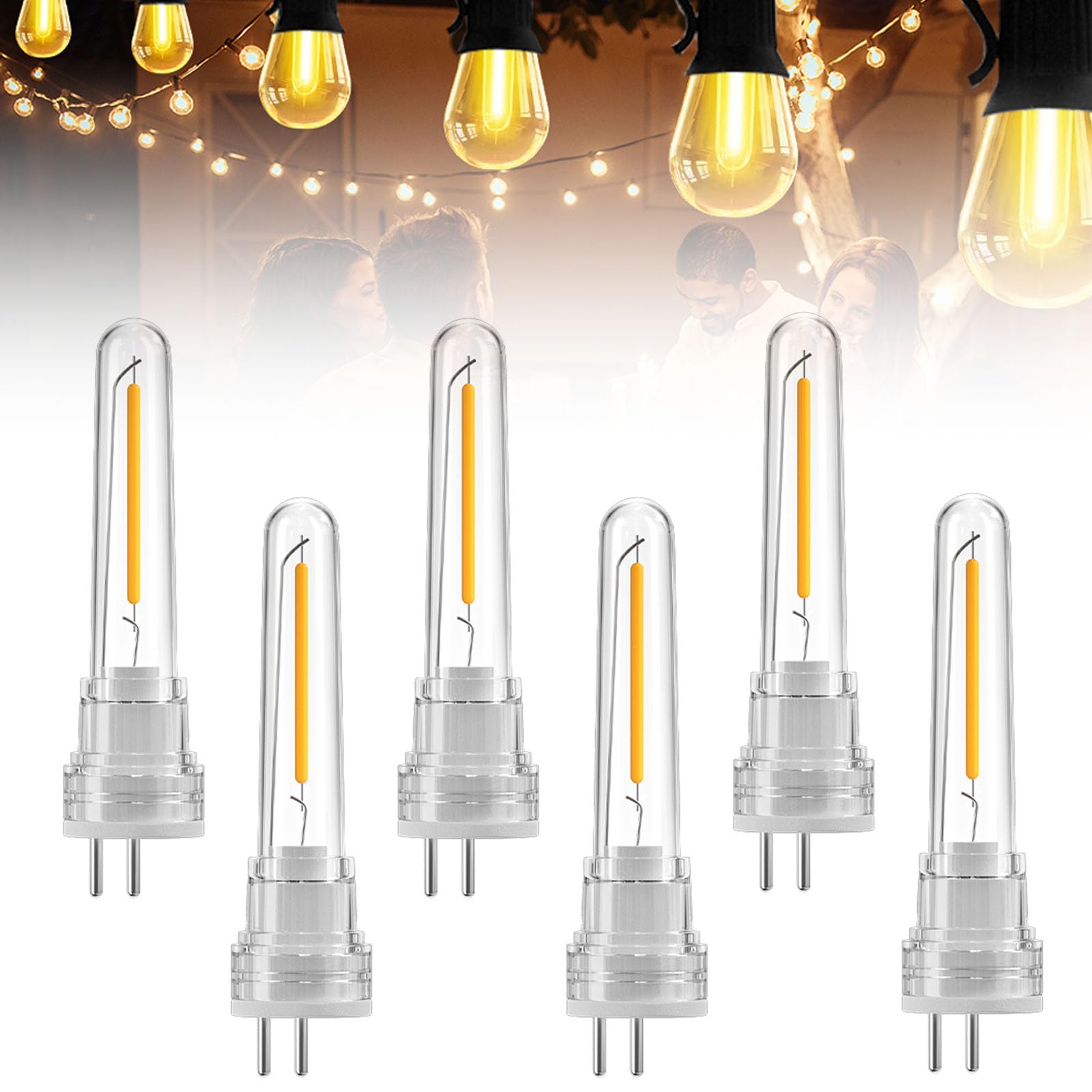 Lustaled S14 Led Bulbs For Outdoor String Light Bulbs Replacement, 1W S14 Bulbs 2 Prong Light Bulbs For String Lights Warm White
