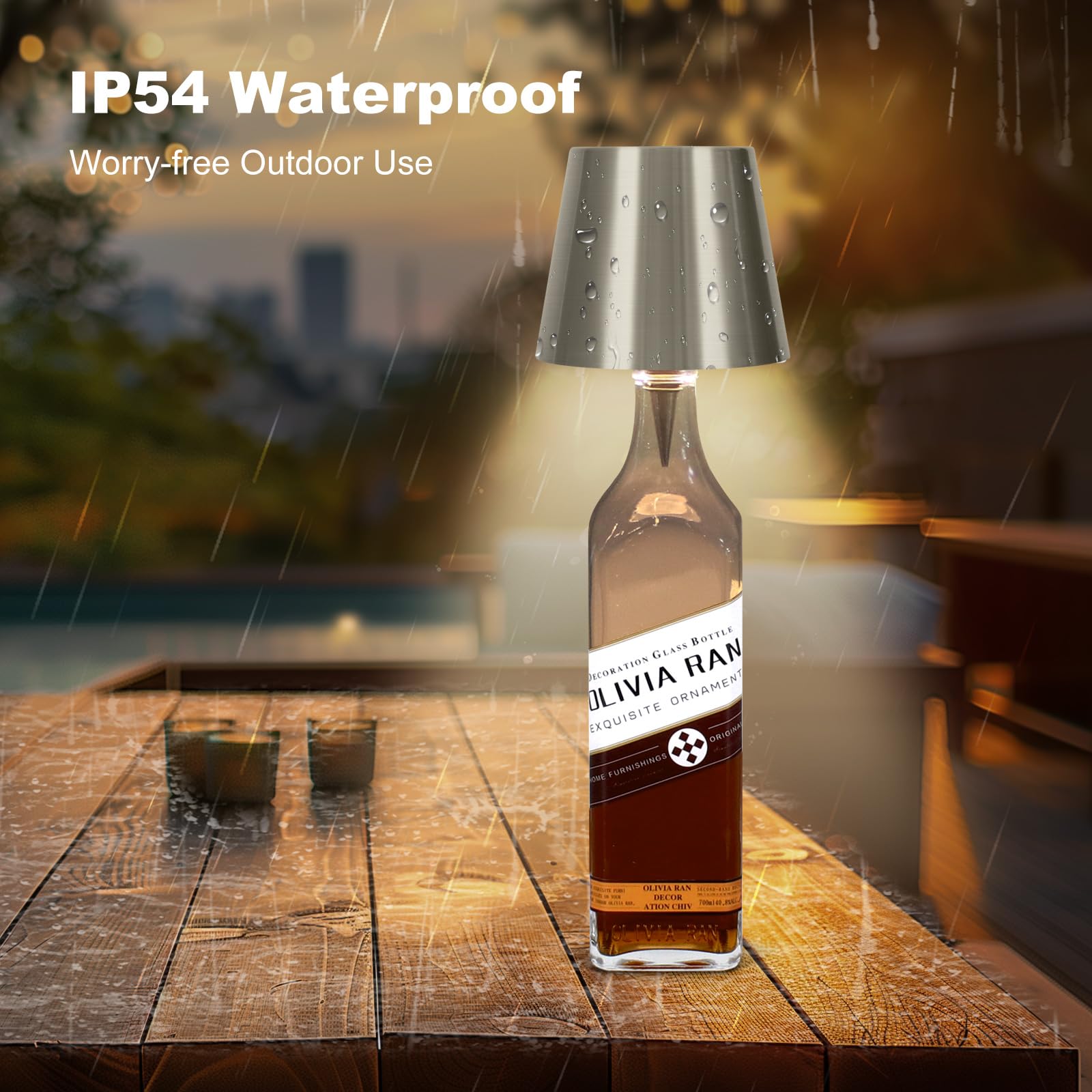 Wireless Bottle Lamp, 2025 New 3 Color Rechargeable Wine Bottle Lights For Bars Restaurants (Silver, 1Pc)