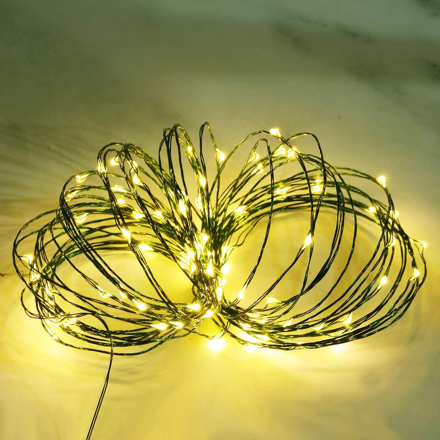 Remagr 4 Pack Christmas Fairy String Lights Outdoor Green String Lights 33 Ft/10 M 100 Warm White Wire 8 Modes For Christmas Gar
