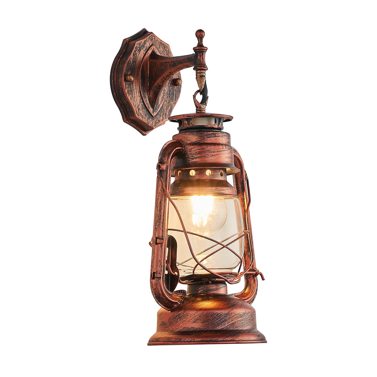 NOXARTE Rustic Wall Sconce Lighting Lantern, Iron, Anti Copper, Model YJ8554, Size W7 x H15 for Hallway and Farmhouse Decor