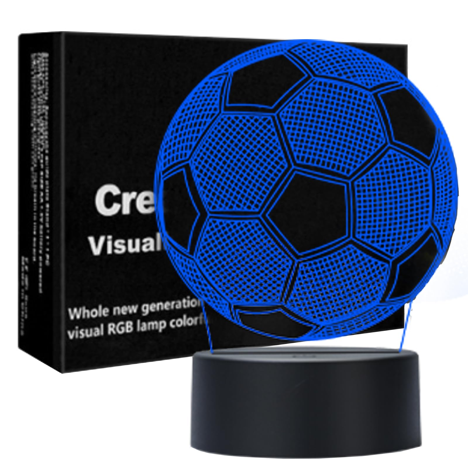 FEBDEY Soccer Night Light Night Light for Kids, 3D Illusion Night Lamp, USB LED Table Lamp Smart Touch Dimmer Lights 7 Color Cha