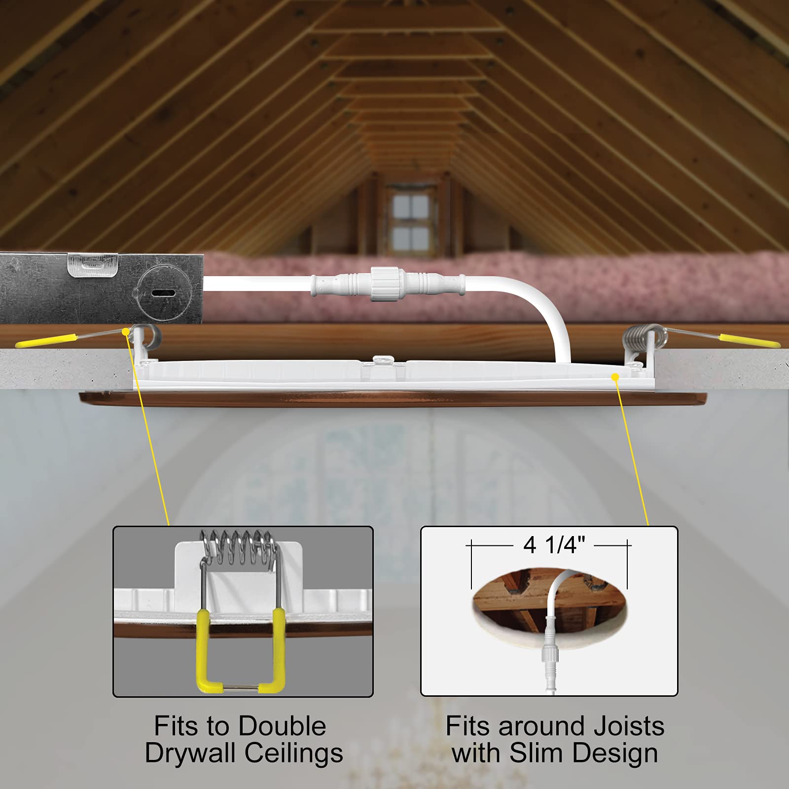NUWATT 4 Inch Ultra-Thin Bronze LED Recessed Lighting, 5CCT Dimmable, 630 Lumens, IC Rated, Model NW-P-DL-4-9