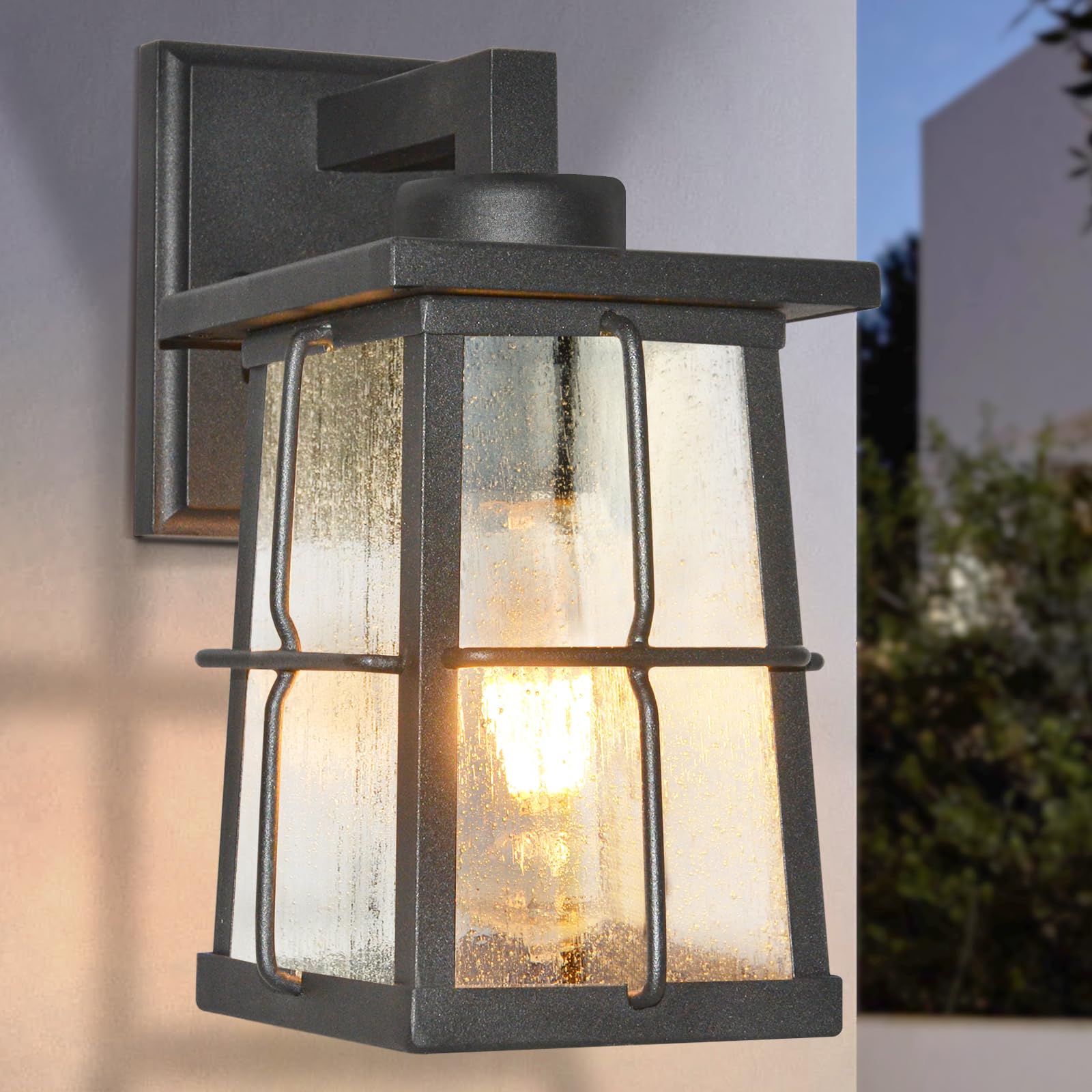 Alvime Outdoor Wall Lights Fixture - Waterproof Black Lantern For Entryway & Patio, E26 Base
