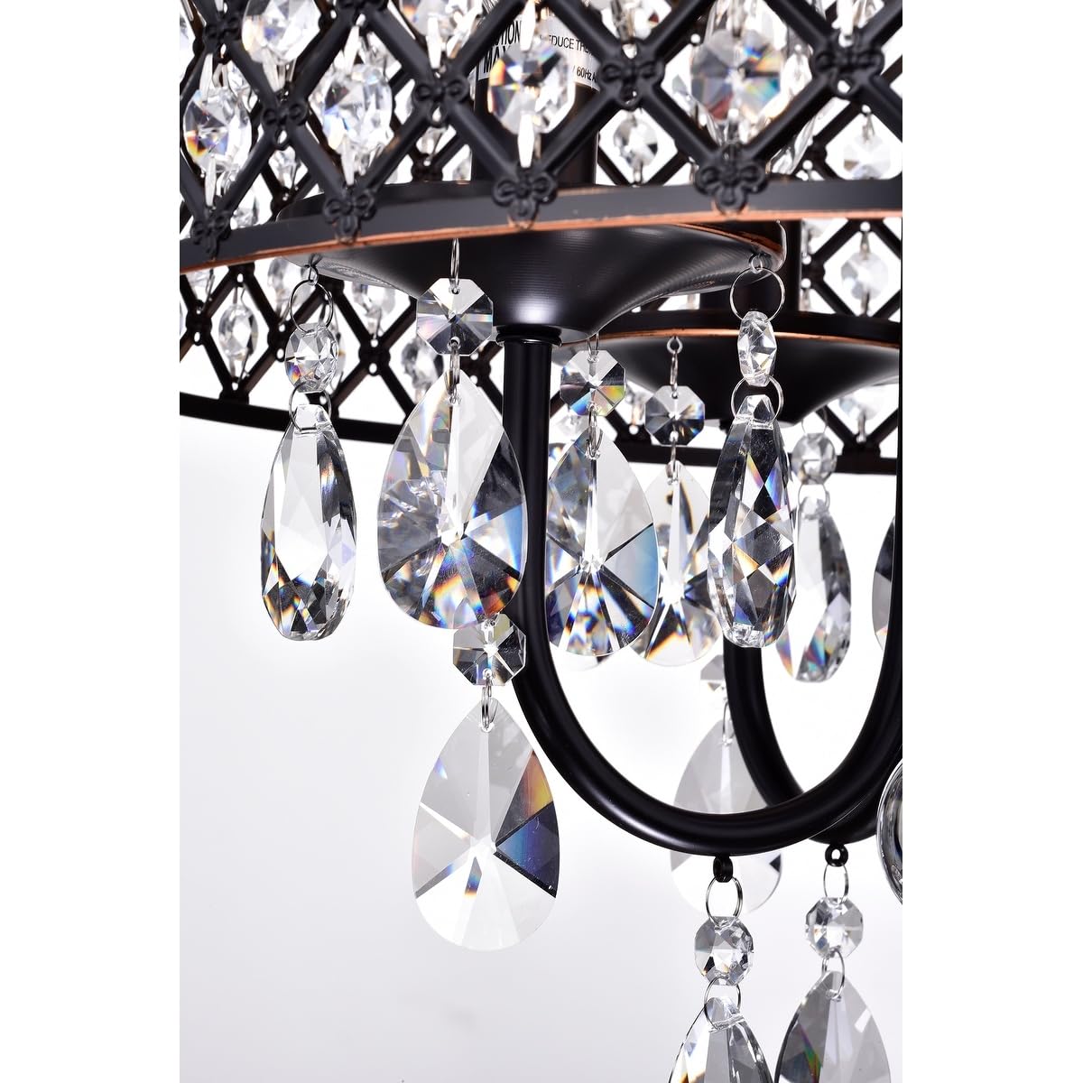 Edvivi Marya 4-Light Drum Crystal Chandelier, Oil-Rubbed Bronze, Adjustable Ceiling Light For Dining Room, Living Room, Bedroom
