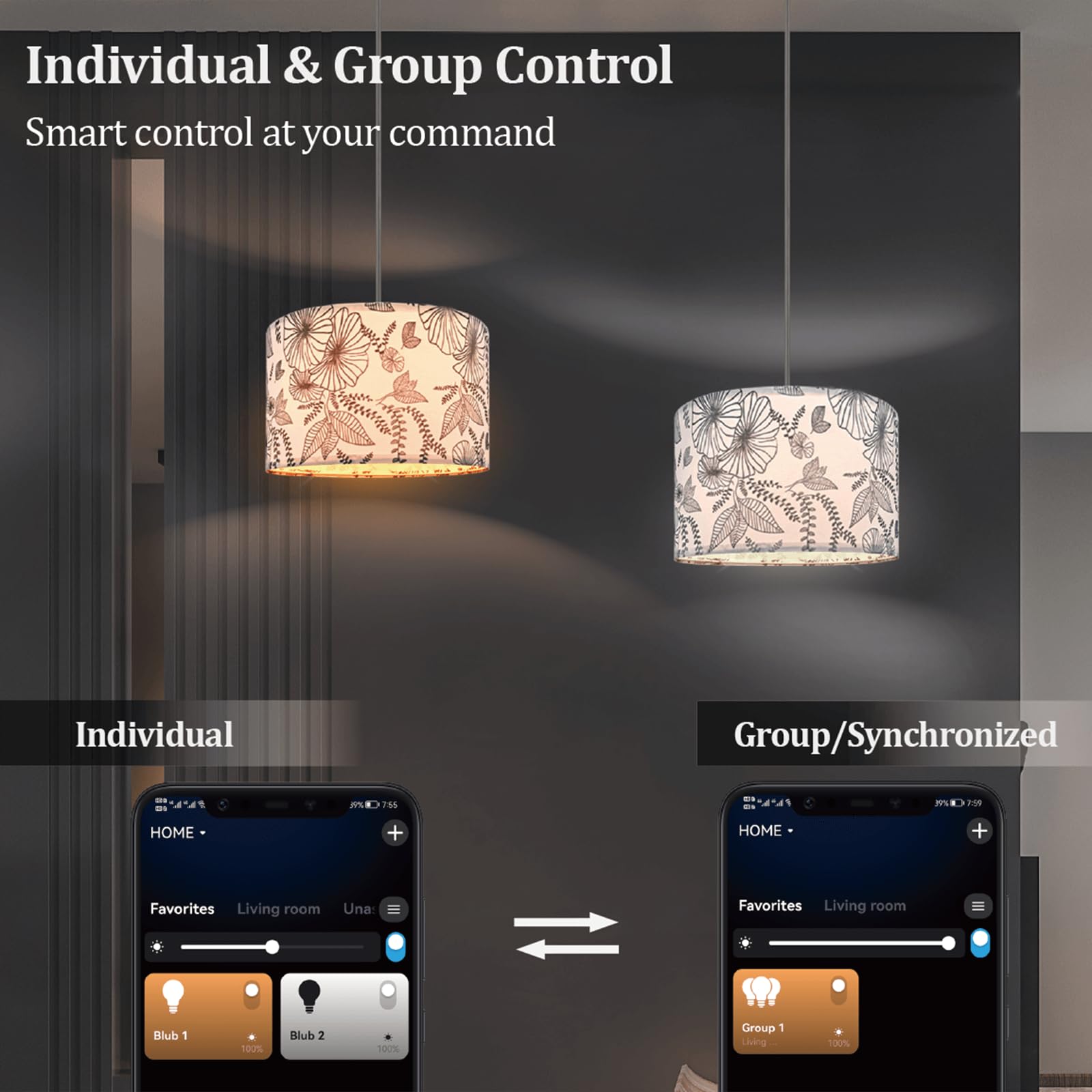 Hanging Lamp Plug In Pendant Light 2 Pack With Remote Control, 15Ft Hanging Lights With Plug In Cord Flower Lamp Shade Hanging L