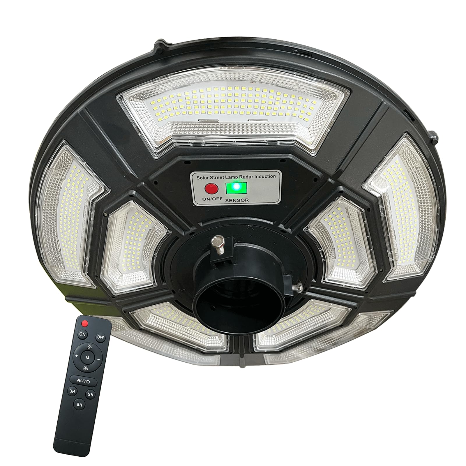 Locontifni Solar Lamp Post Light with Motion Sensor, IP65 Waterproof, 750 LEDs, Black, Model LHLN7502025