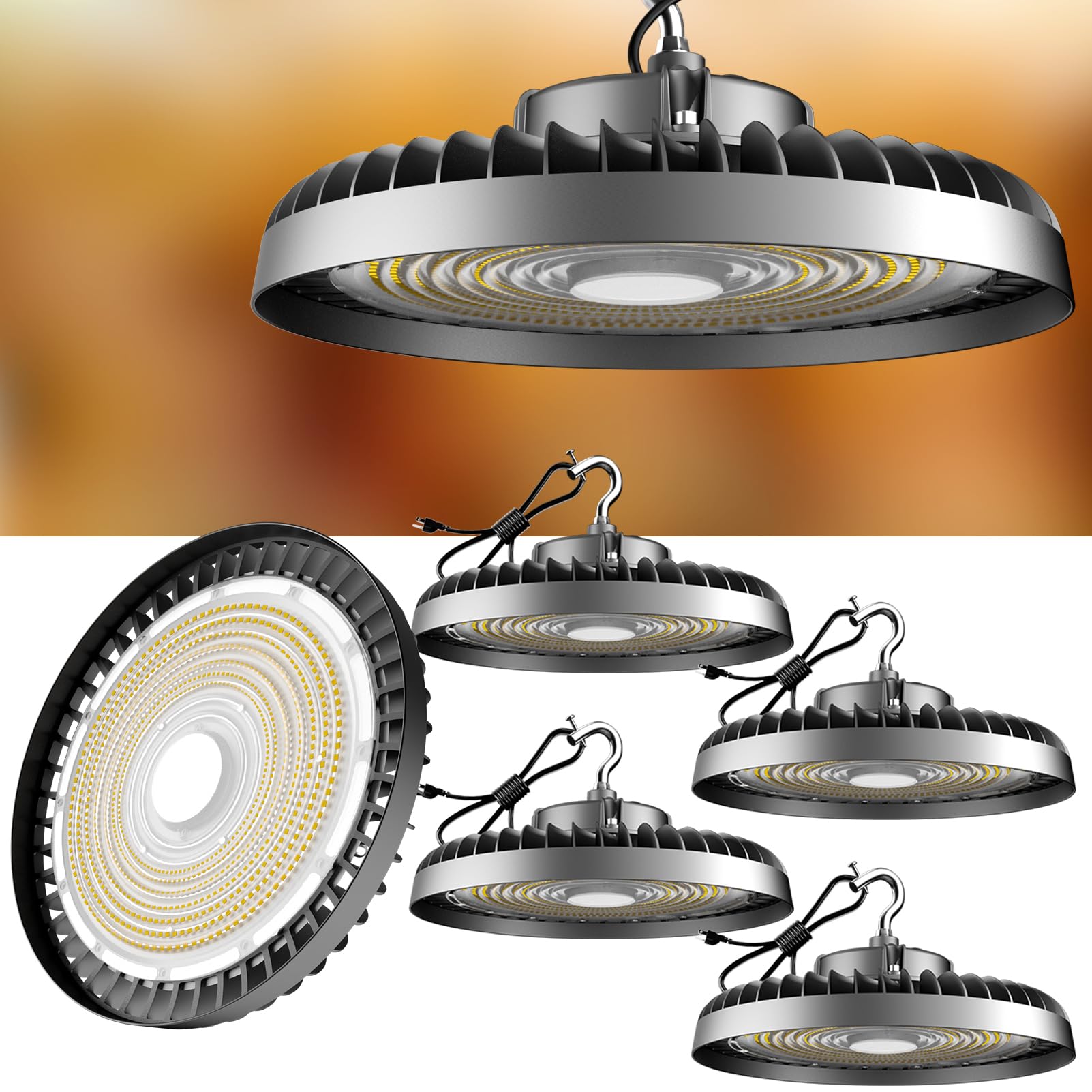Upgrade 350W LED High Bay Shop Light 52500lm Commercial Bay Lighting ??????????-???????? 5000K High Bay LED Light with Plug for 