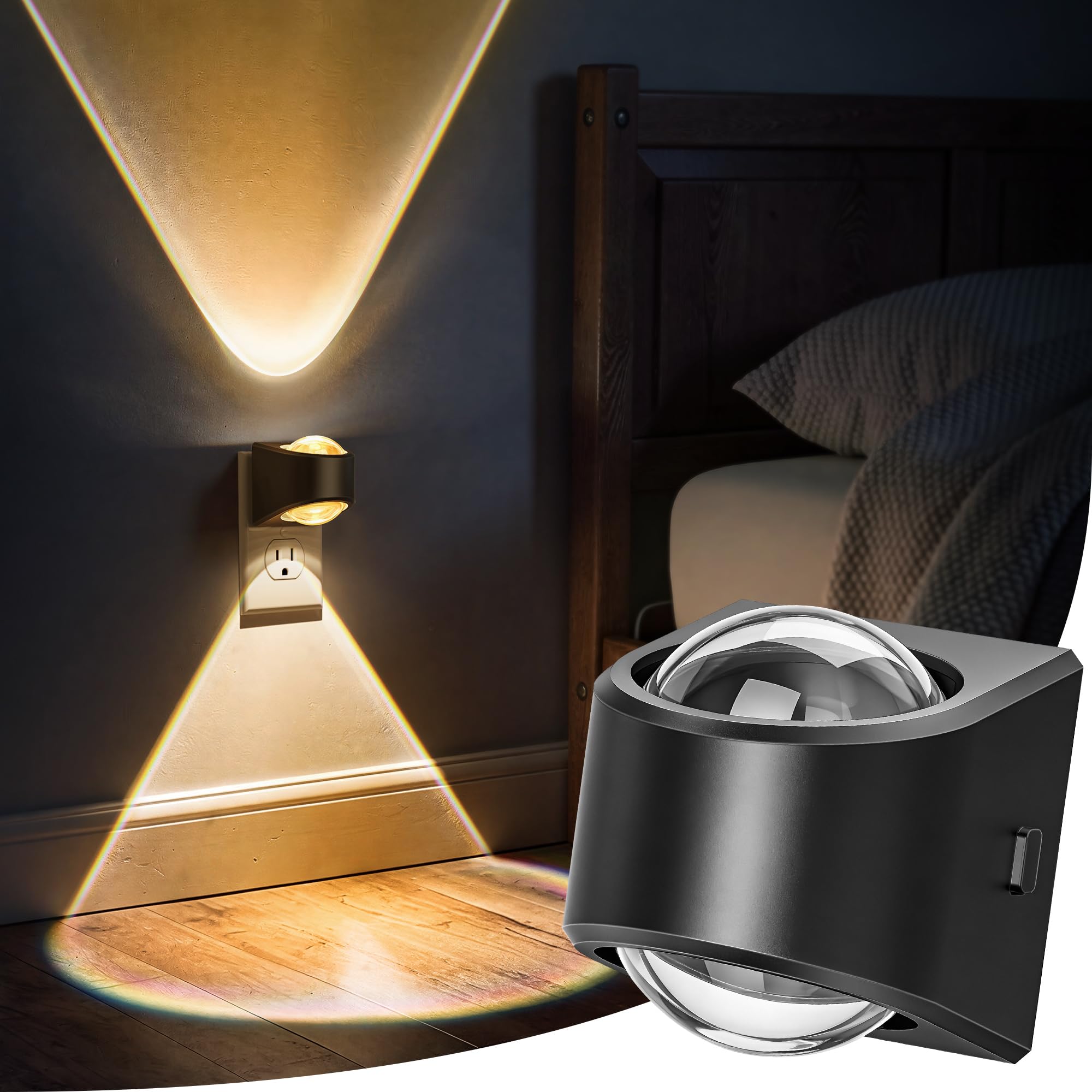 Briignite Projector Night Light  Night Lights Plug into Wall  Soft White for Bedroom  Dimmable Brightness Dusk to Dawn Nightlight for Kids  Nursery  Bathroom  Home Decor  Gaming Room
