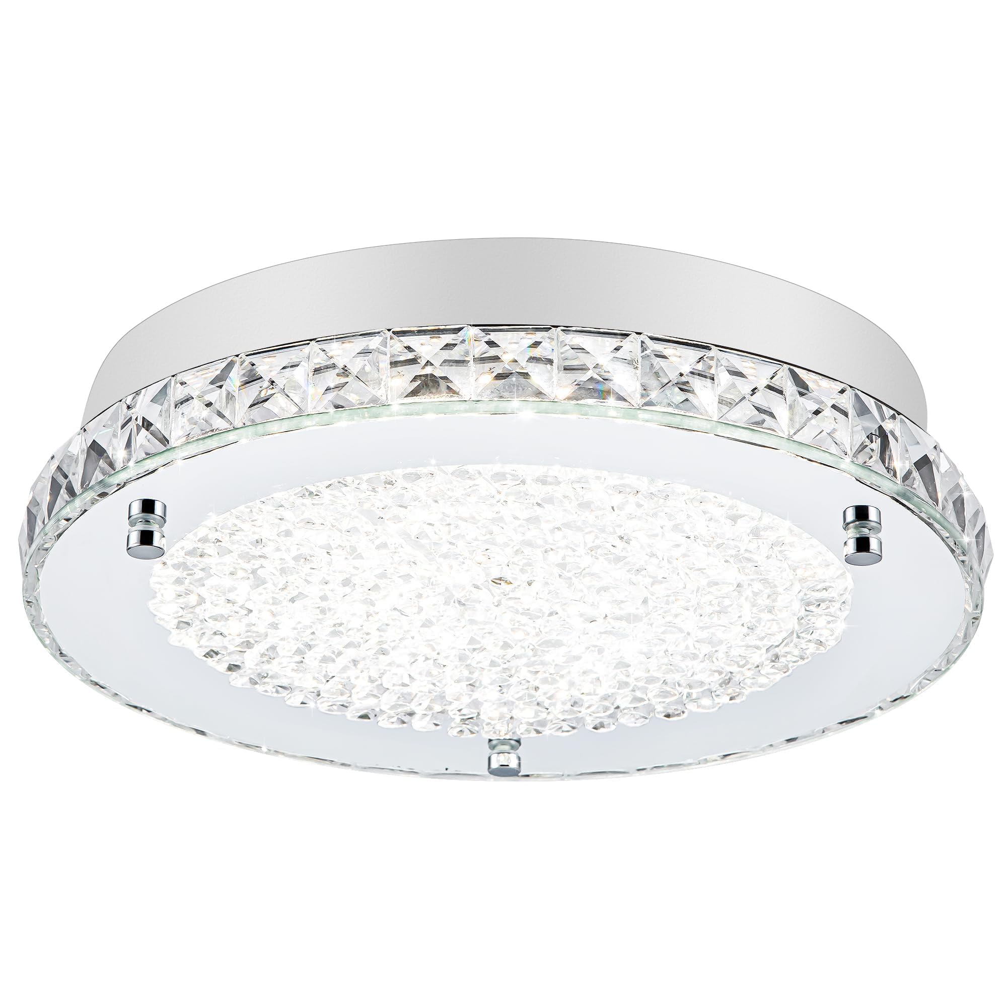 Lzawvm Crystal Ceiling Light Fixture, 4000K Led Dimmable, 11&quot; Flush Mount For Bathroom & Hallway