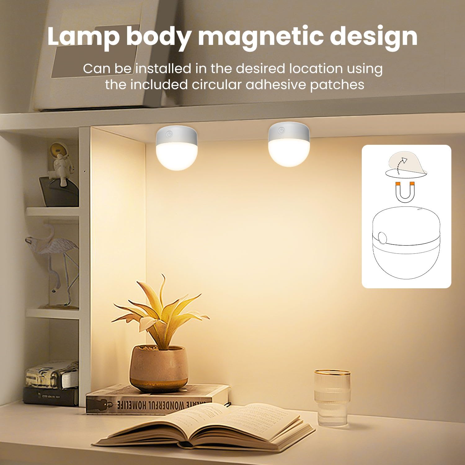 Lgmcf Rechargeable Light Bulbs With Remote Control Timer And 3 Color Temperature Options,Rechargeable Wall Sconce Puck Lights Battery Operated With Remote (E12, 2)