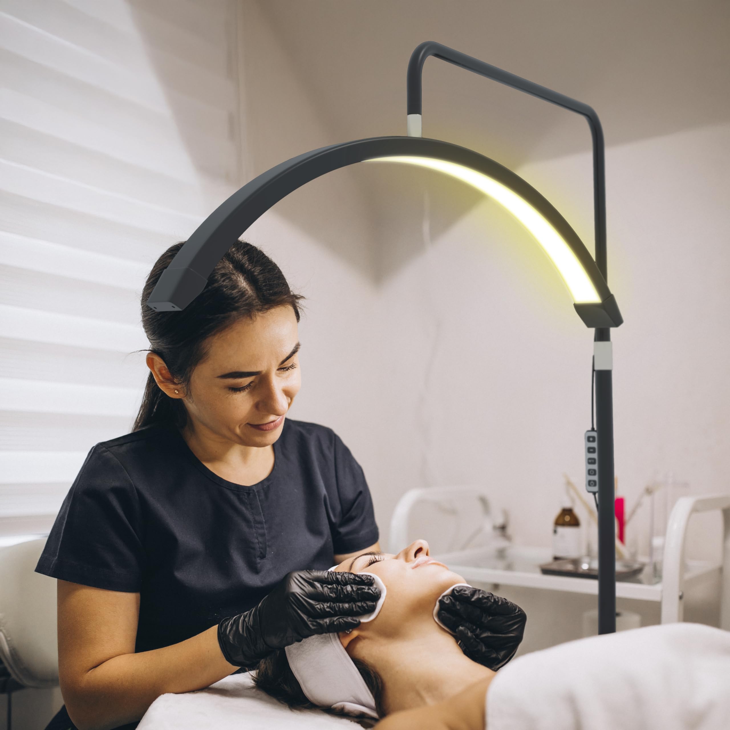 Hi_Friend 23 Inch Half Moon Lamp, Portable Esthetician Lash Light For Lash Tech, Bright Eyelash Extension Arched Led Floor Light