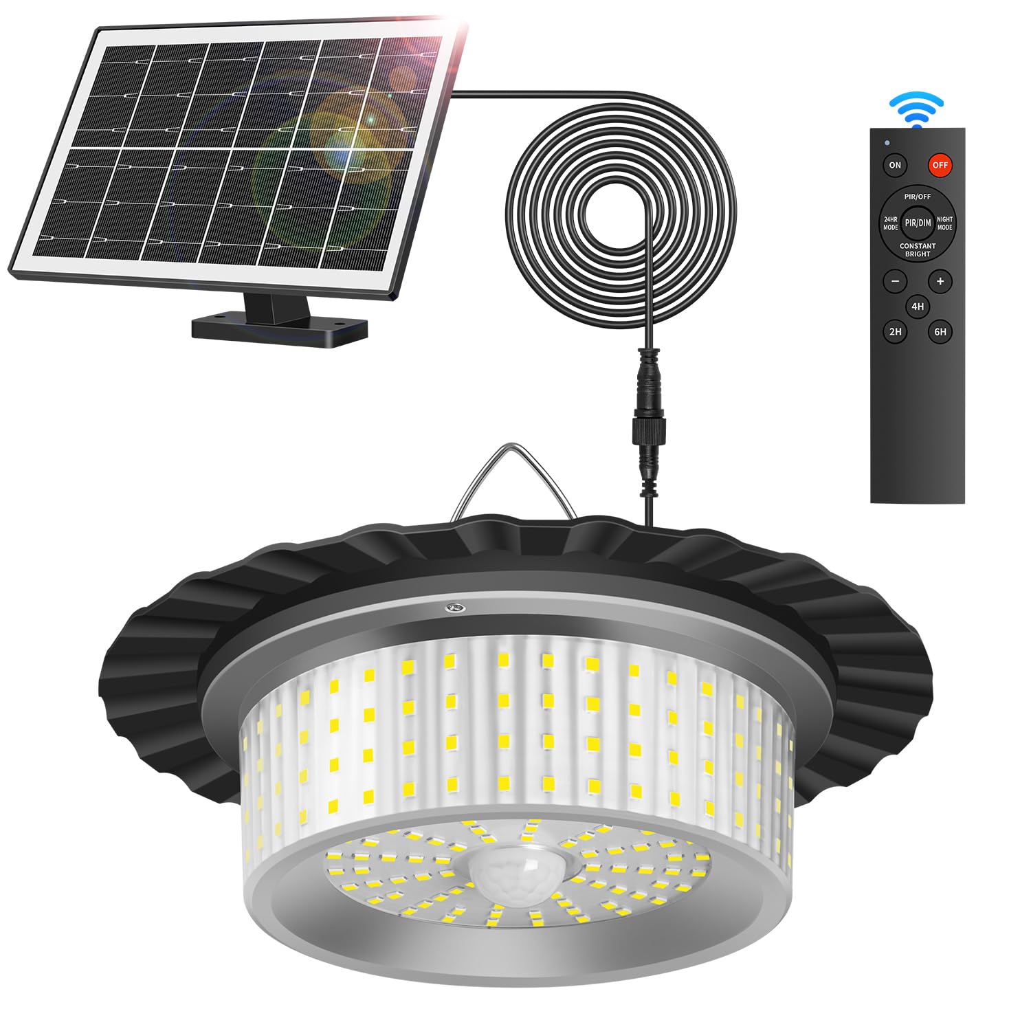 VOPHICHO Solar Shed Light, 244 LED, Motion Sensor, Waterproof, Remote Control, Timer, Model A05D, Black