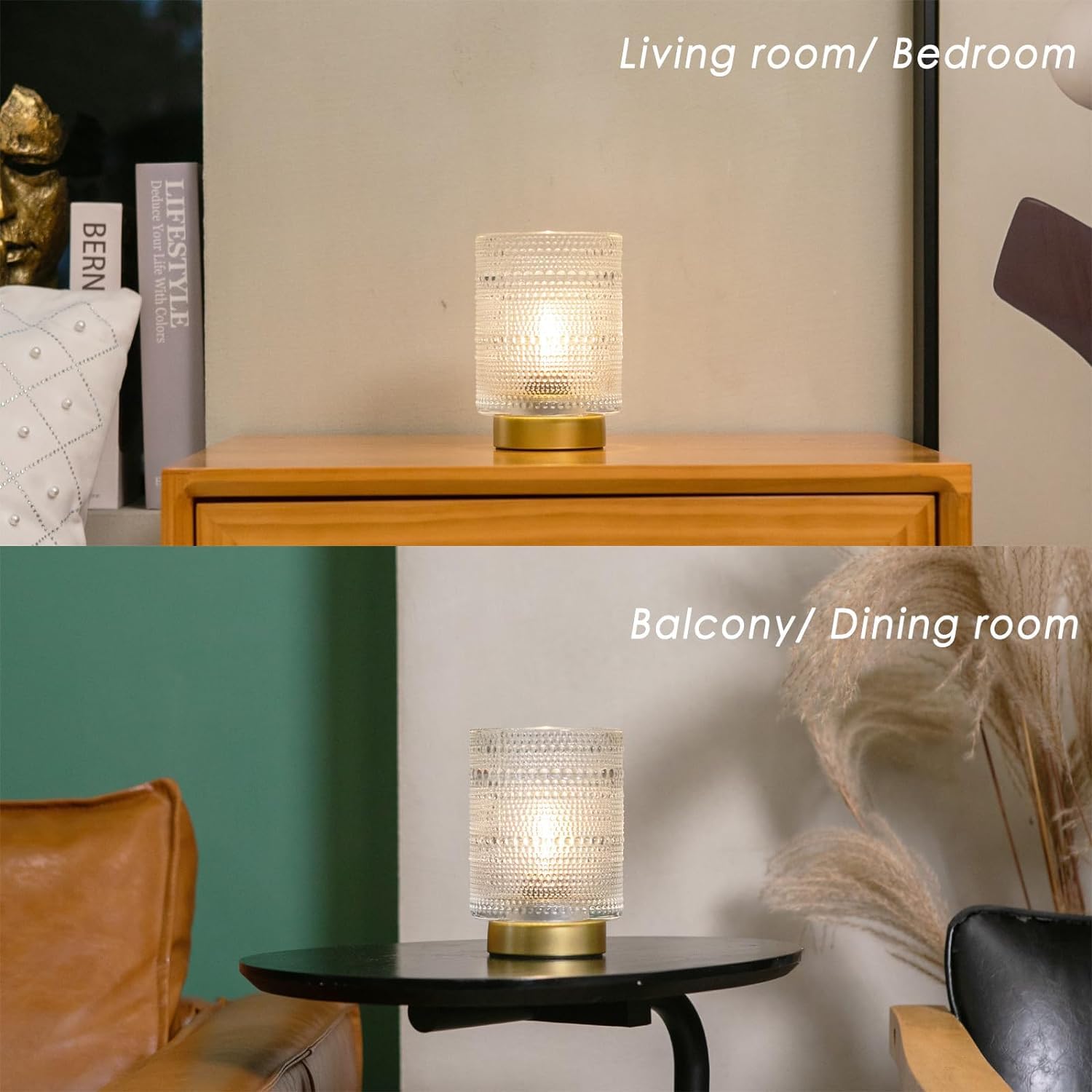 ULAROOM Battery Operated Lamp - Portable LED Table Lamp with Timer, Clear, Model JYTD23, Ideal for Bedside and Home Decor