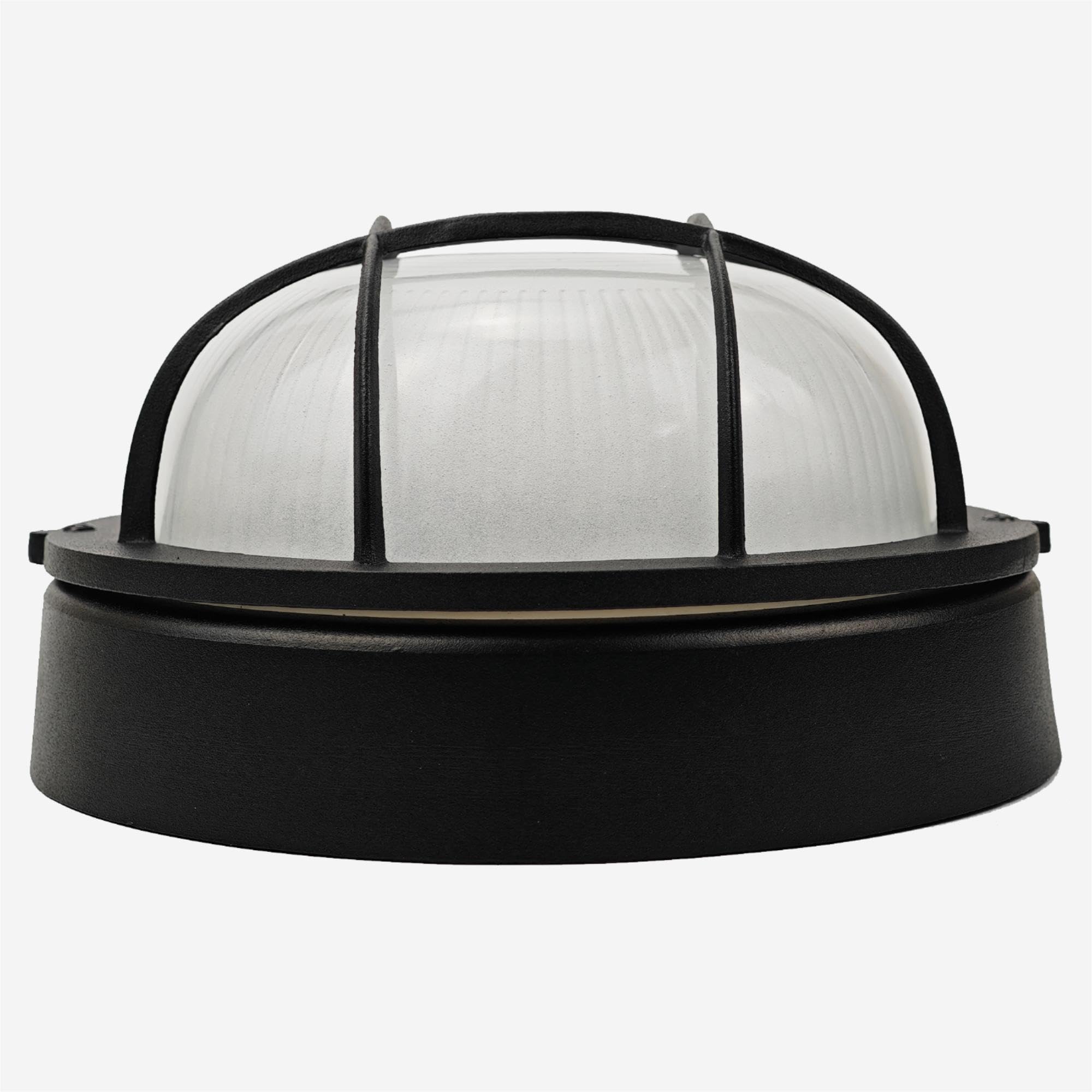 Faymart Lighting 8 Nautical Outdoor Light-Black Round Bulkhead Led Lights Sauna Light Fixture Outdoor 8 Nautical Bulkhead Light 3000K 1500Lm 15W Led Outside Wall Lights