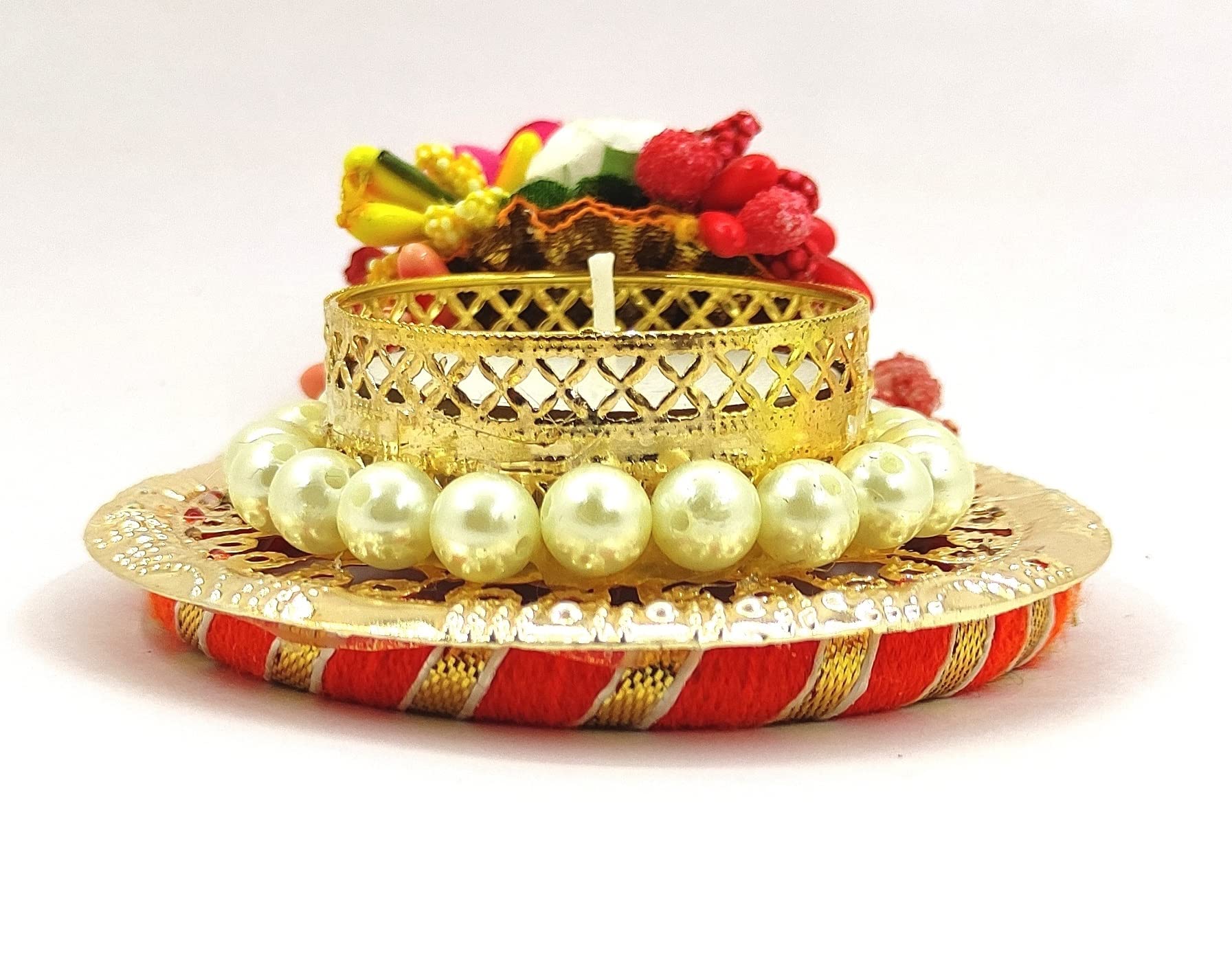 Vibhushita Plastic Designer Floral Decorative Handmade Oil Wax Diya Lamp -Pack of 2