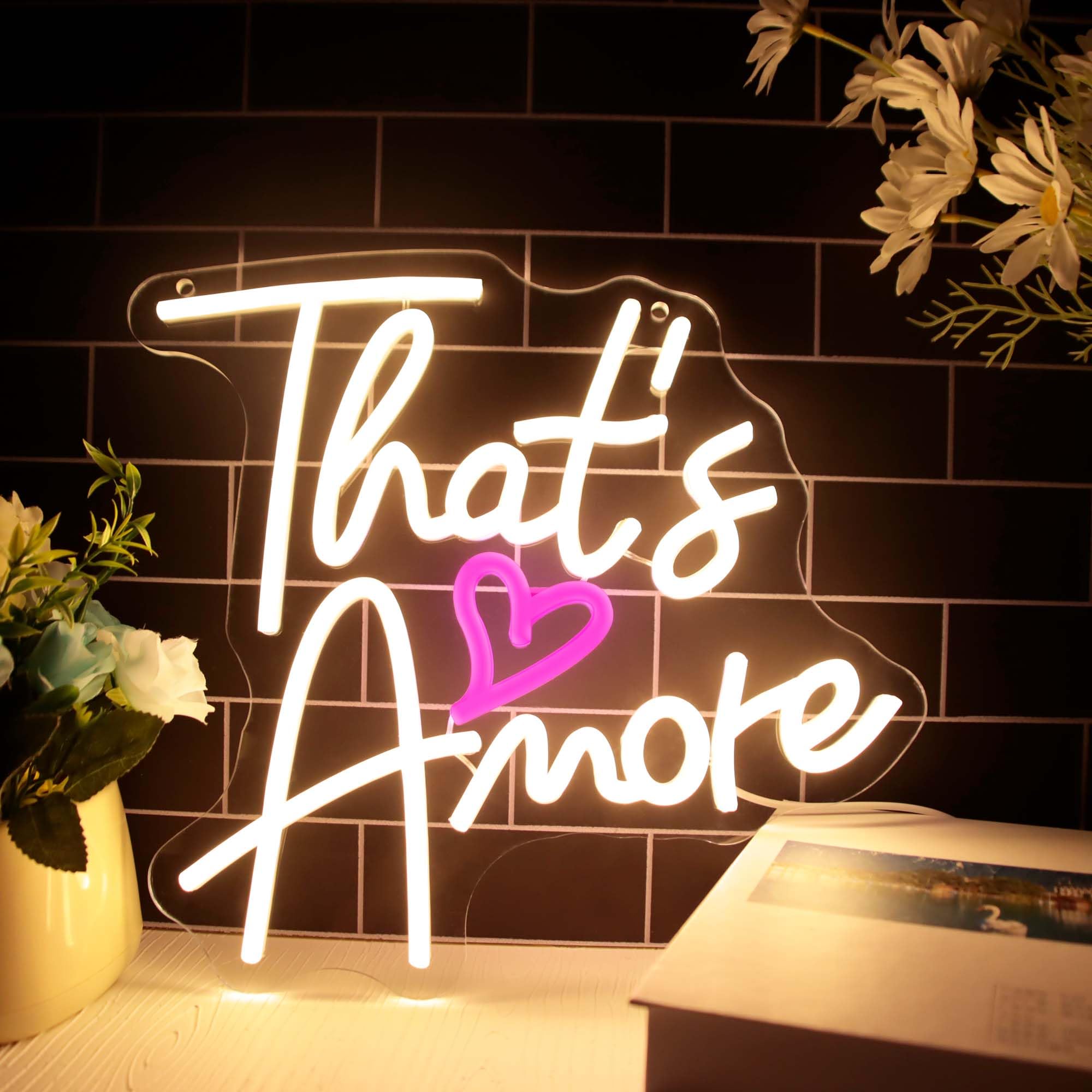 Dracey Dimmable LED Neon Sign - Wedding Backdrop Light Up Sign, 11.8*12.9in, White, Glass/Plastic