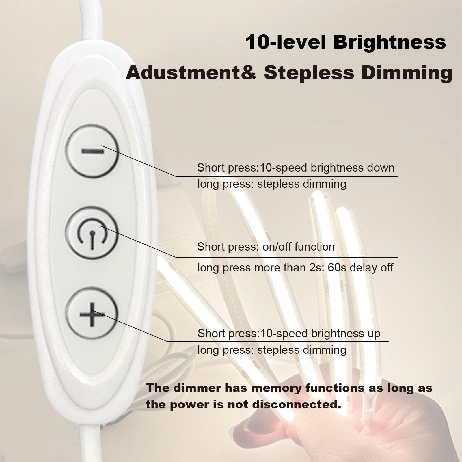 Gxilee 5V Cob Led Strip Lights Usb Powered 6000K Cool White Cri92+ 6Ft Led Tape Light With Dimmer, 10W/2Meter Flexible & Dimmable Cob Strips For Bedroom Cabinet Diy Lighting Decor