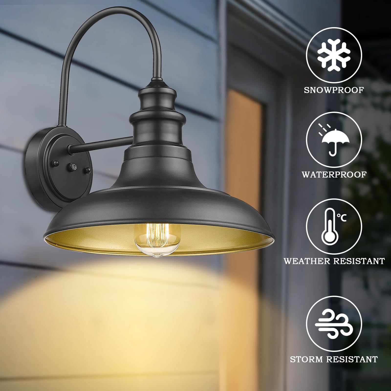 Dusk To Dawn Sensor Outdoor Barn Light Fixtures Outdoor Wall Sconces Farmhouse Wall Mount Lights Exterior Gooseneck Light Fixtur
