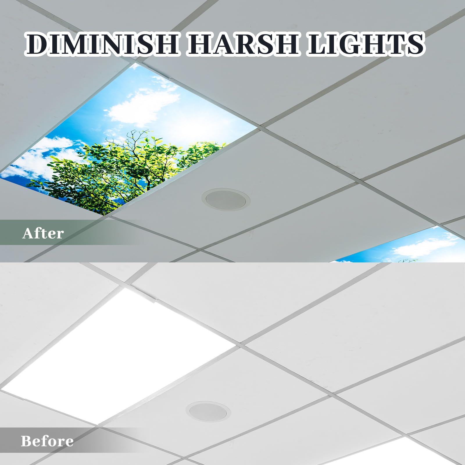 Amylove Fluorescent Light Covers Plastic Diffuser Panels 2x4 Feet Sky Model AL-FLC-002 for Classroom Office Kitchen