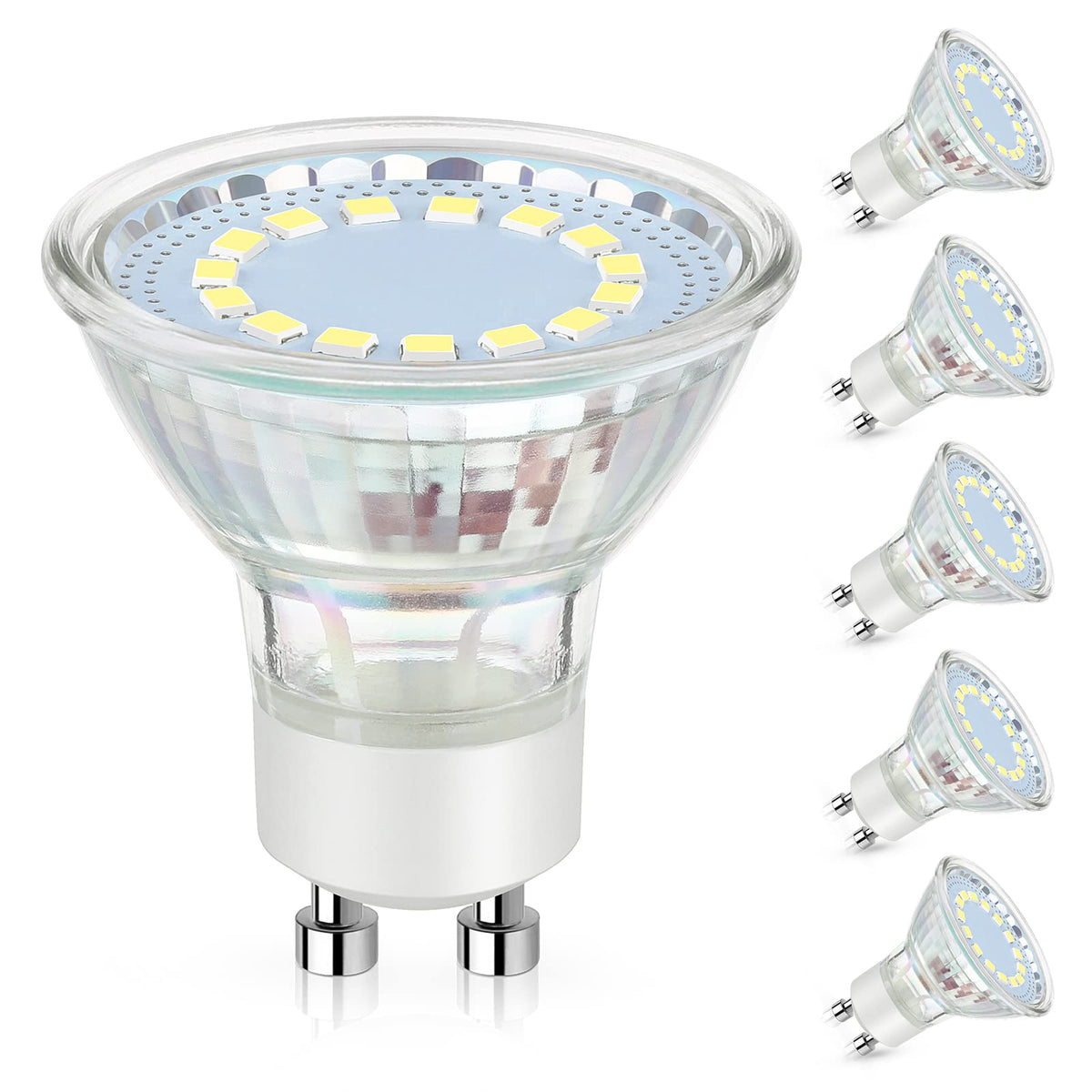 Maylaywood Gu10 Led Light Bulbs, 50 Watt Halogen Equivalent, 6000K Cool White, Non-Dimmable, 450Lm, 4W Replacement Recessed Trac