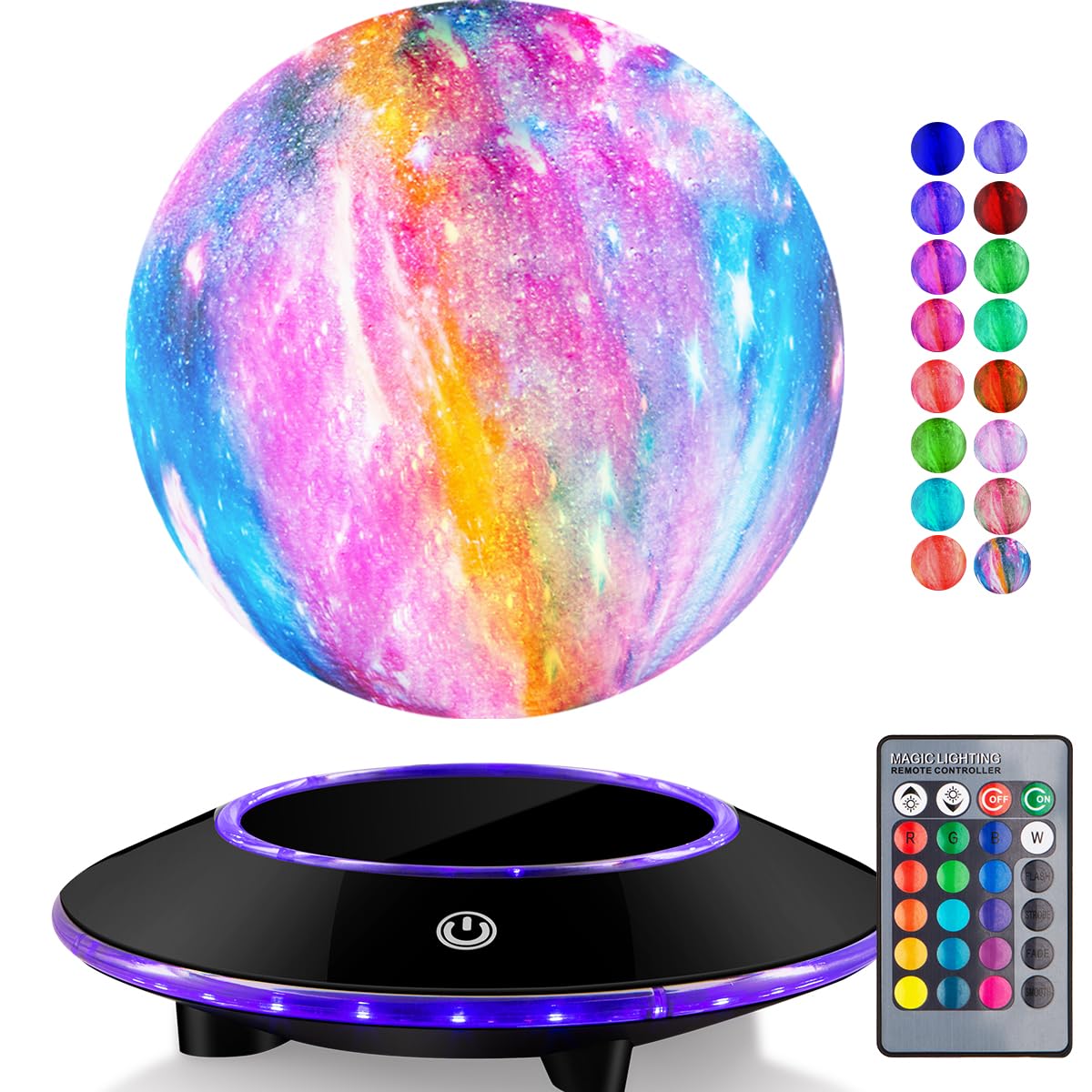 VGAzer Lunar Motion LED Levitating Moon Lamp, 3D Illusion Night Light with Remote Control, Dimmable 16 Colors Lights for Kids Ad