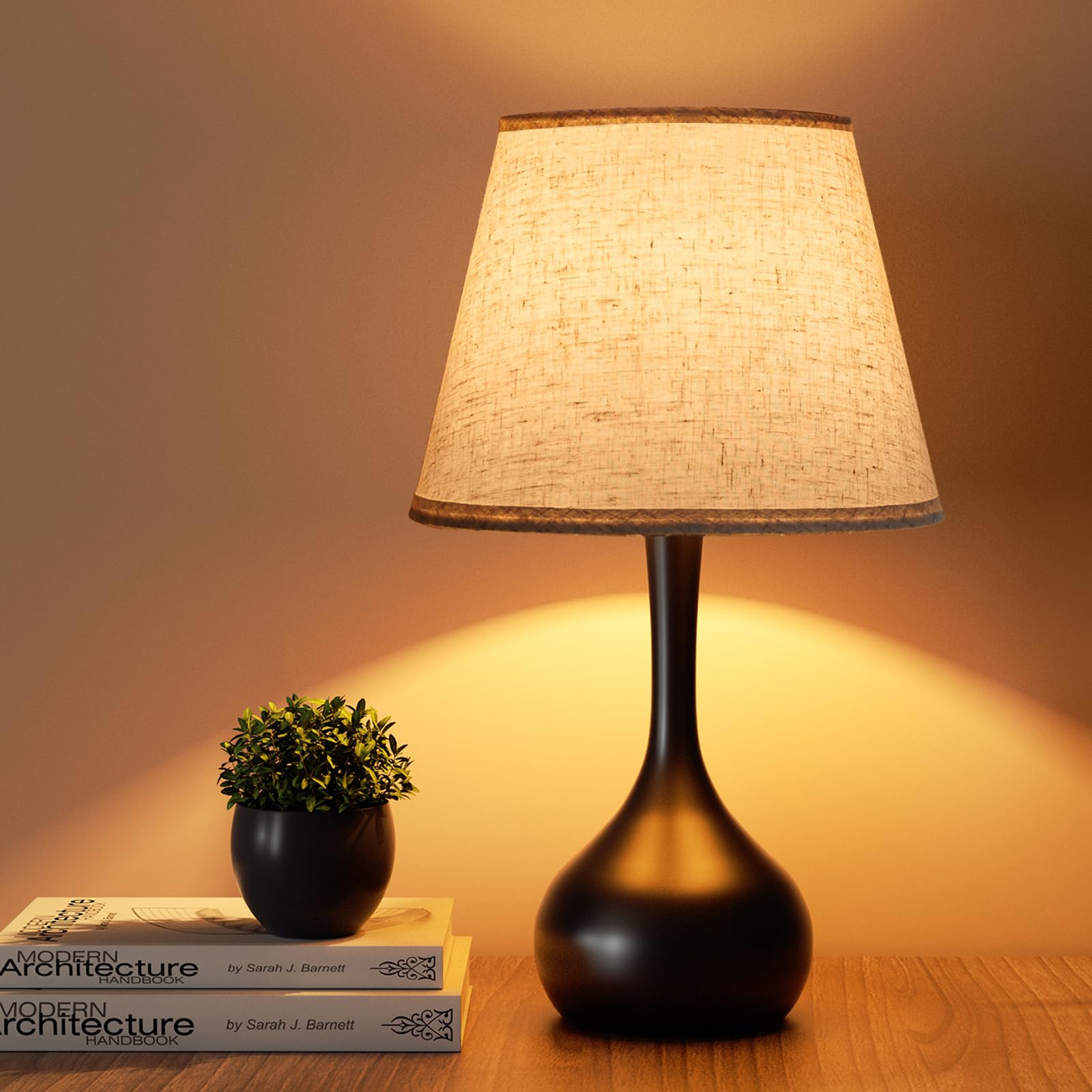 ONEWISH Touch Bedside Lamp for Bedroom, 3-Way Dimmable Farmhouse Table Lamps for Nightstand with Fabric Shade, Desk Lamp for Kid