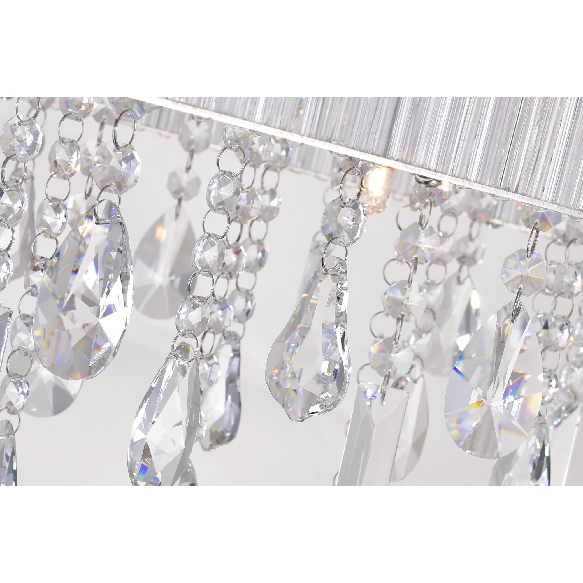 CWI Lighting Jacquimo 10 Light Drum Shade Metal Flush Mount Light in Chrome