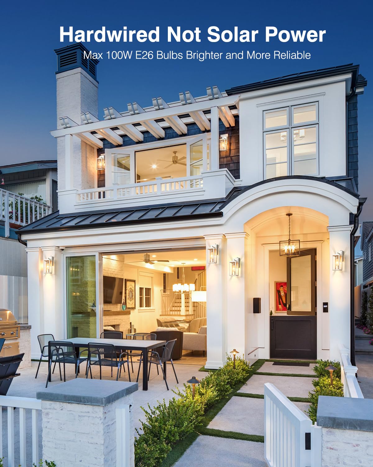 Vianis 2 Pack White Dusk To Dawn Outdoor Wall Lantern, Waterproof Modern Outdoor Wall Light Fixture Wall Mount, Anti-Rust Alumin