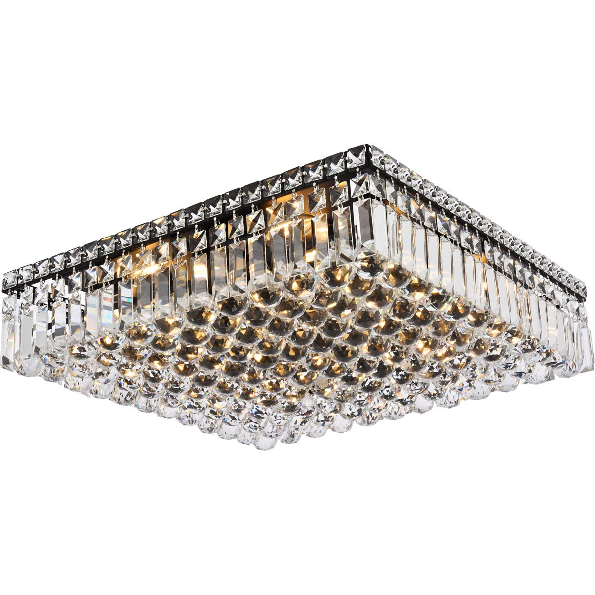 Elegant Lighting Maxime 20&quot; Black Metal & Crystal Flush Mount Ceiling Light Fixture