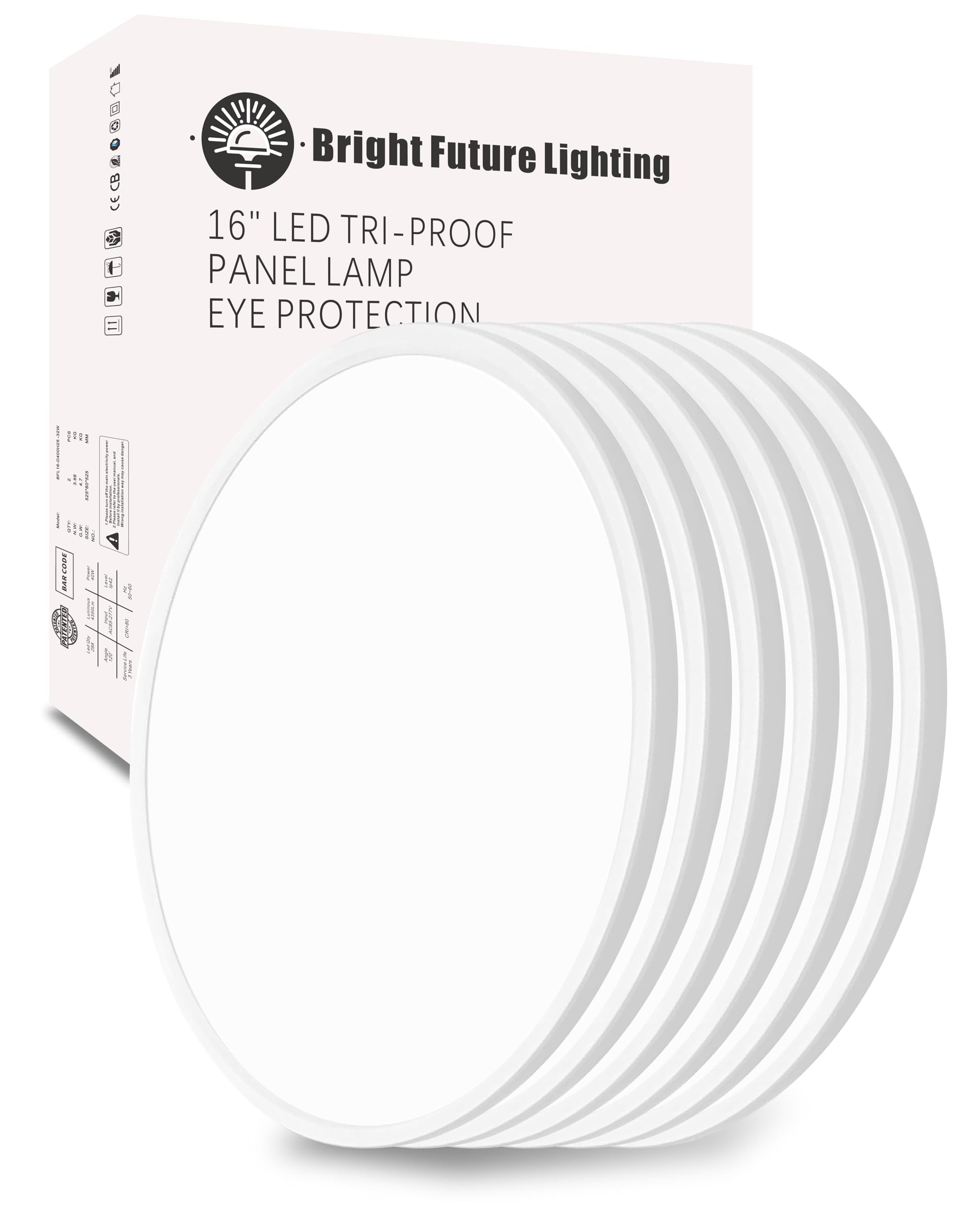 6Pack 16 Inch Led Flush Mount Ceiling Light Panel, 32W,3480Lm, 3000K/4000K/6000K Cct Selectable,Ultra Thin Round White Ceiling L
