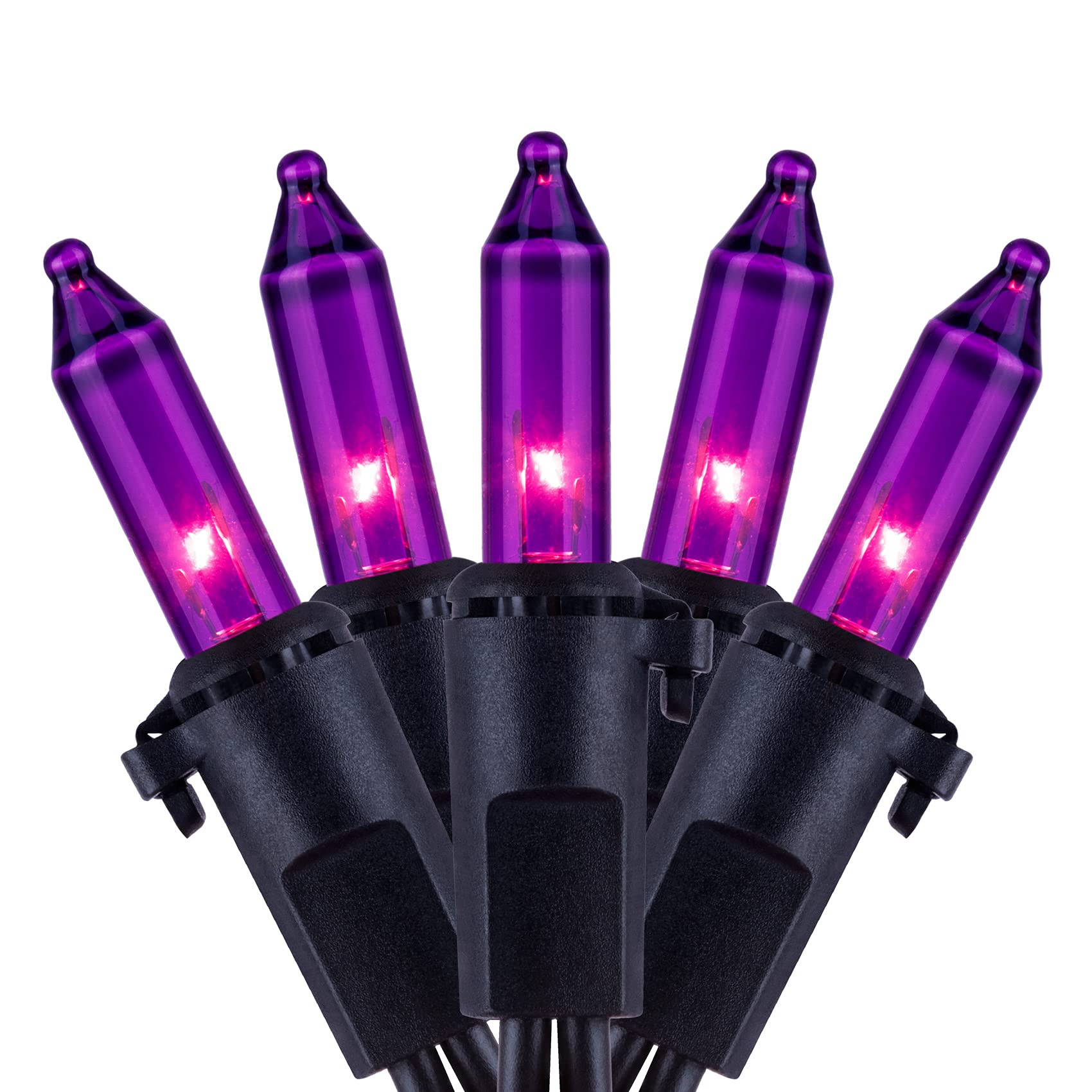 YULETIME Purple String Lights, 33 Ft, 100 Count, UL Certified, Pack of 2 Strands, Black Wire