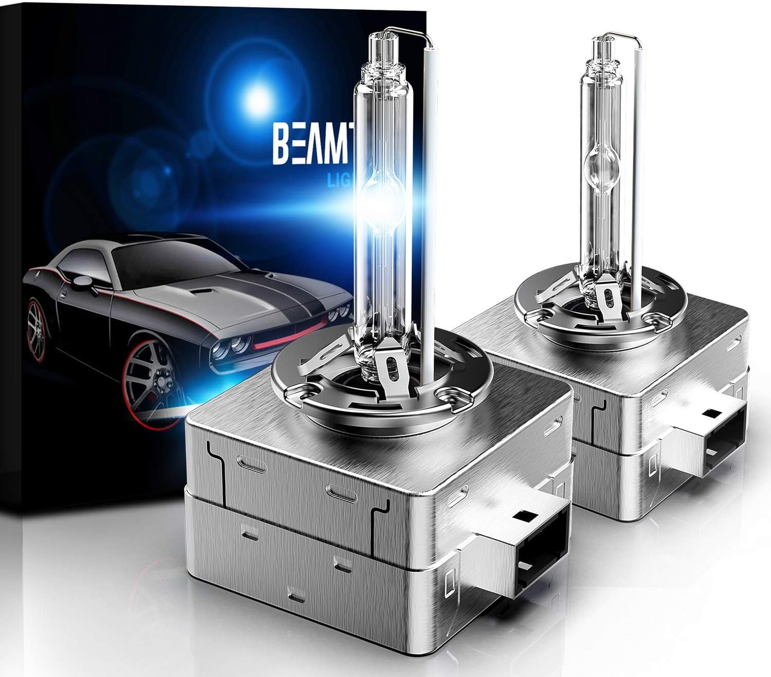 BEAMTECH D3S HID Headlight Bulbs, 35W, High Low Beam, 10000K Dark Blue, Pack of 2