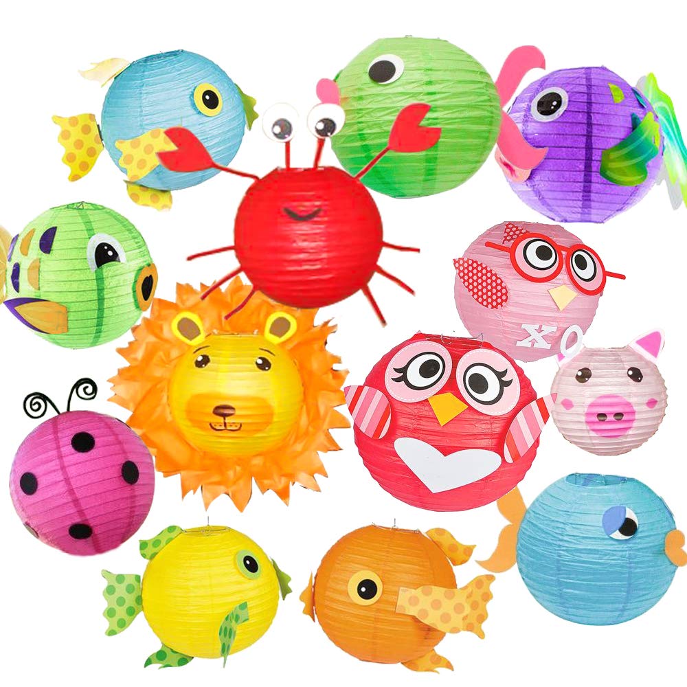 Zjhai 16 Pcs Colorful Paper Lanterns - Multi-Color Hanging Decorations For Party, Wedding, Home (Sizes: 4, 6, 8, 10 In)