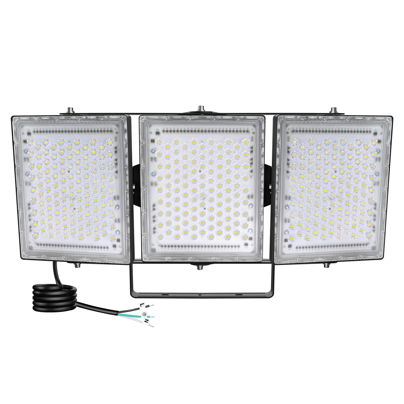Stasun 600W Led Flood Light 60000Lm, Ip66 Waterproof, 3 Adjustable Heads, 6000K Day