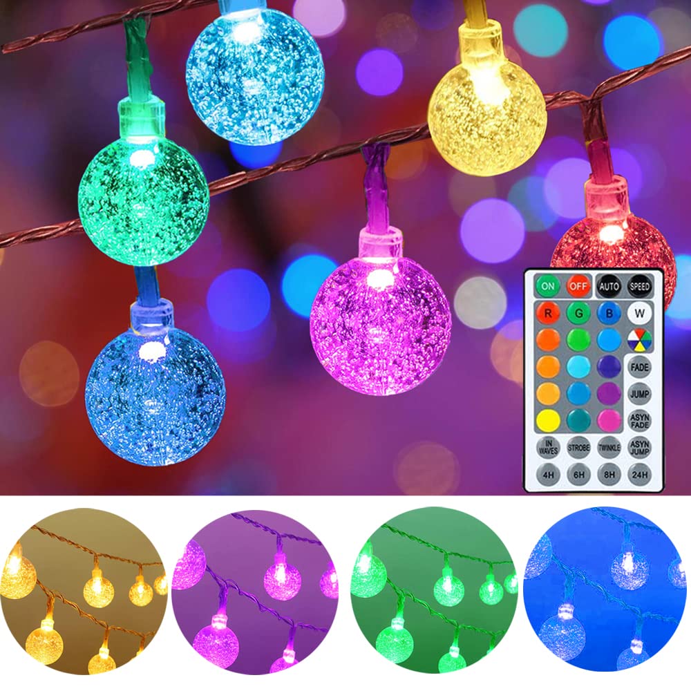 Mocalido 50ft Color Changing Globe String Lights - 75 LED USB Powered Fairy Lights for Bedroom & Camping Decor