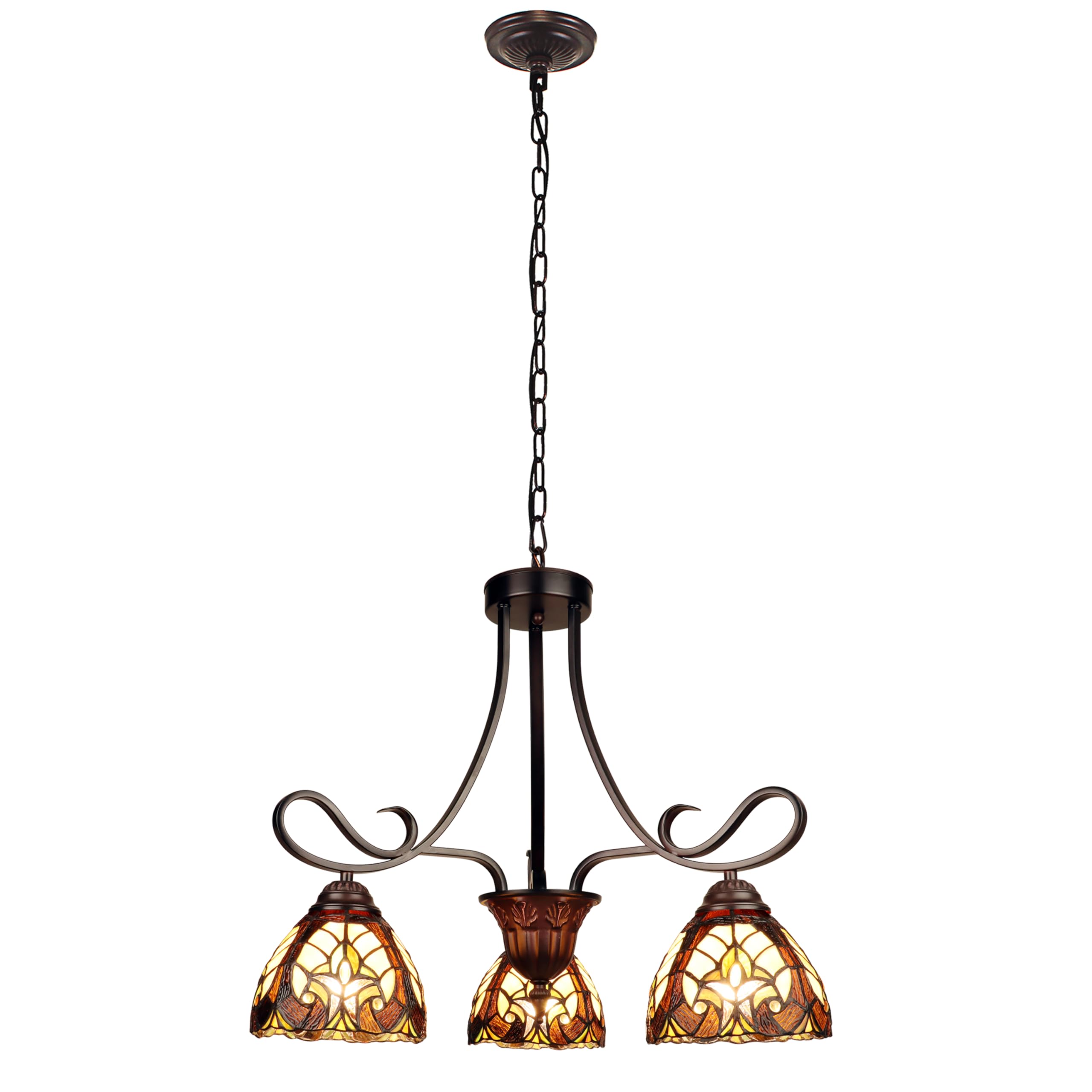 Chloe Lighting Mini Chandelier 3-Light Antique Dark Bronze 25in Wide Glass Multicolor Model CH18780VI25-DD3