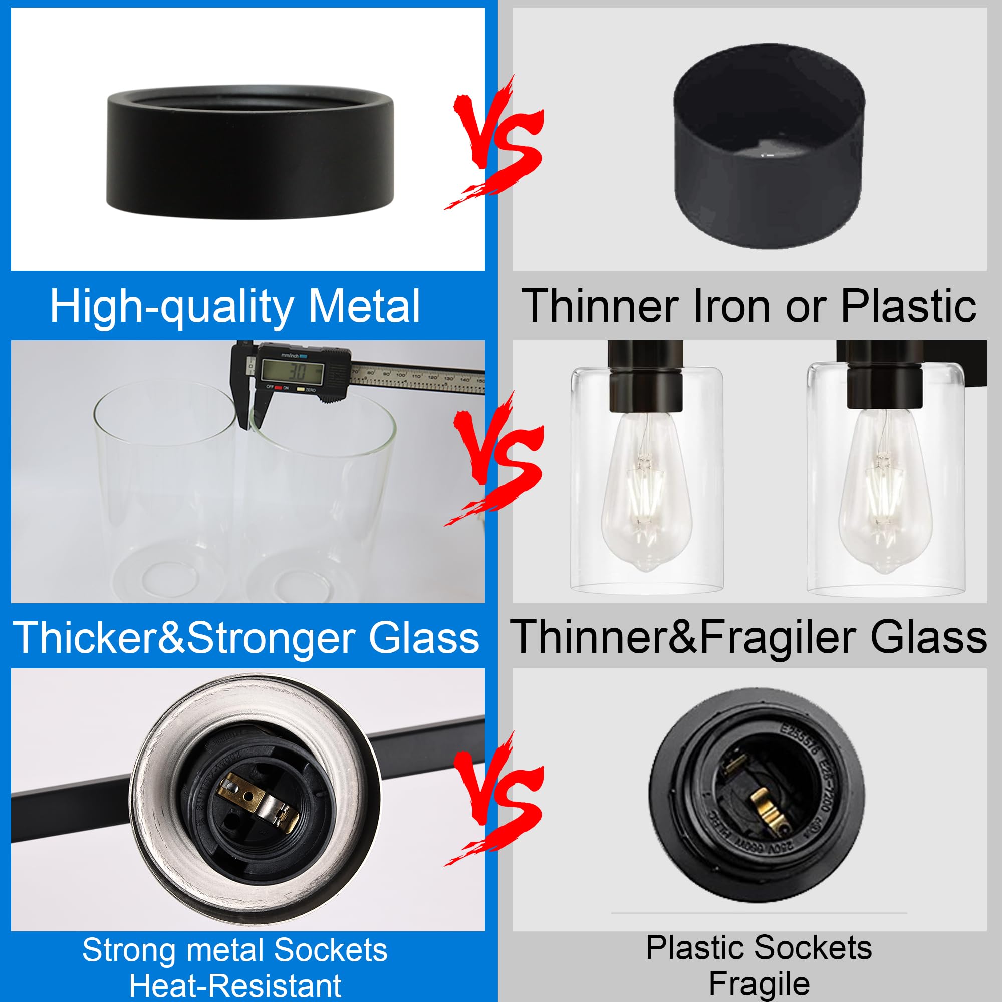 Melucee 40 Inches Length 5-Light Bathroom Vanity Light Fixtures Black Industrial Wall Sconce Lighting With Clear Glass Shade For