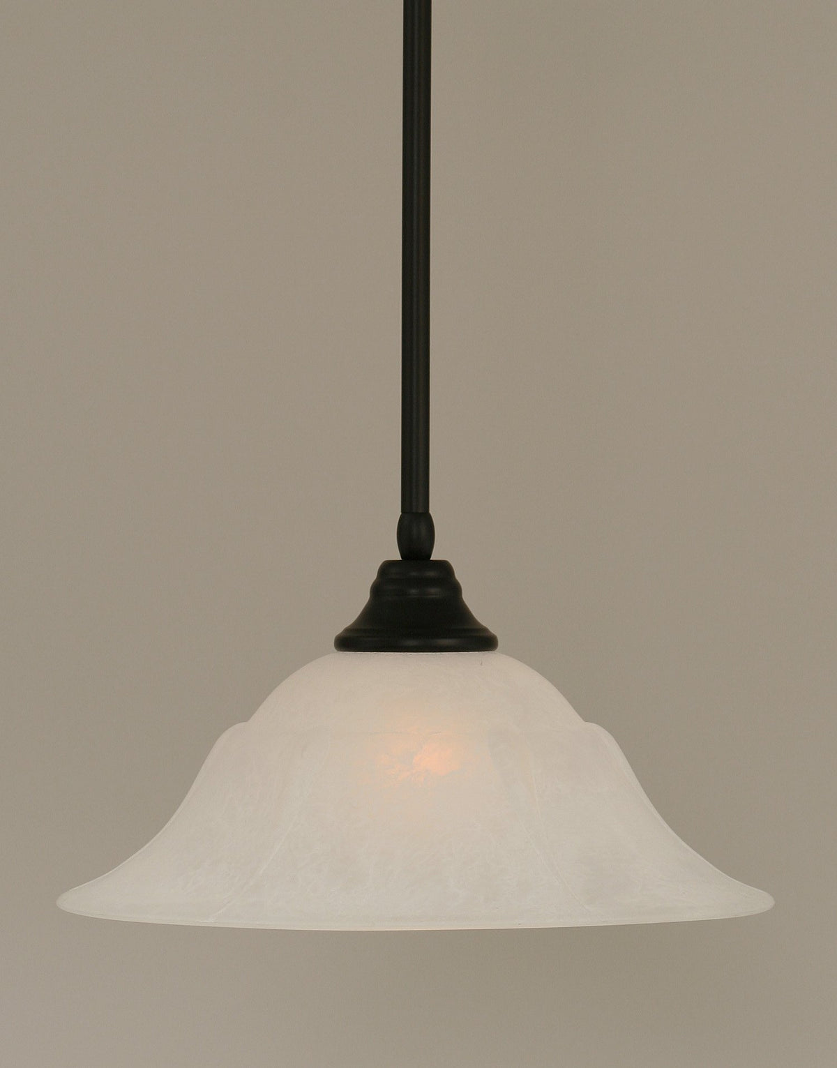 Toltec Lighting 26-Mb-53615 Stem Pendant With Hang Straight Swivel With 16&quot; White Marble Glass, Matte Black Finish
