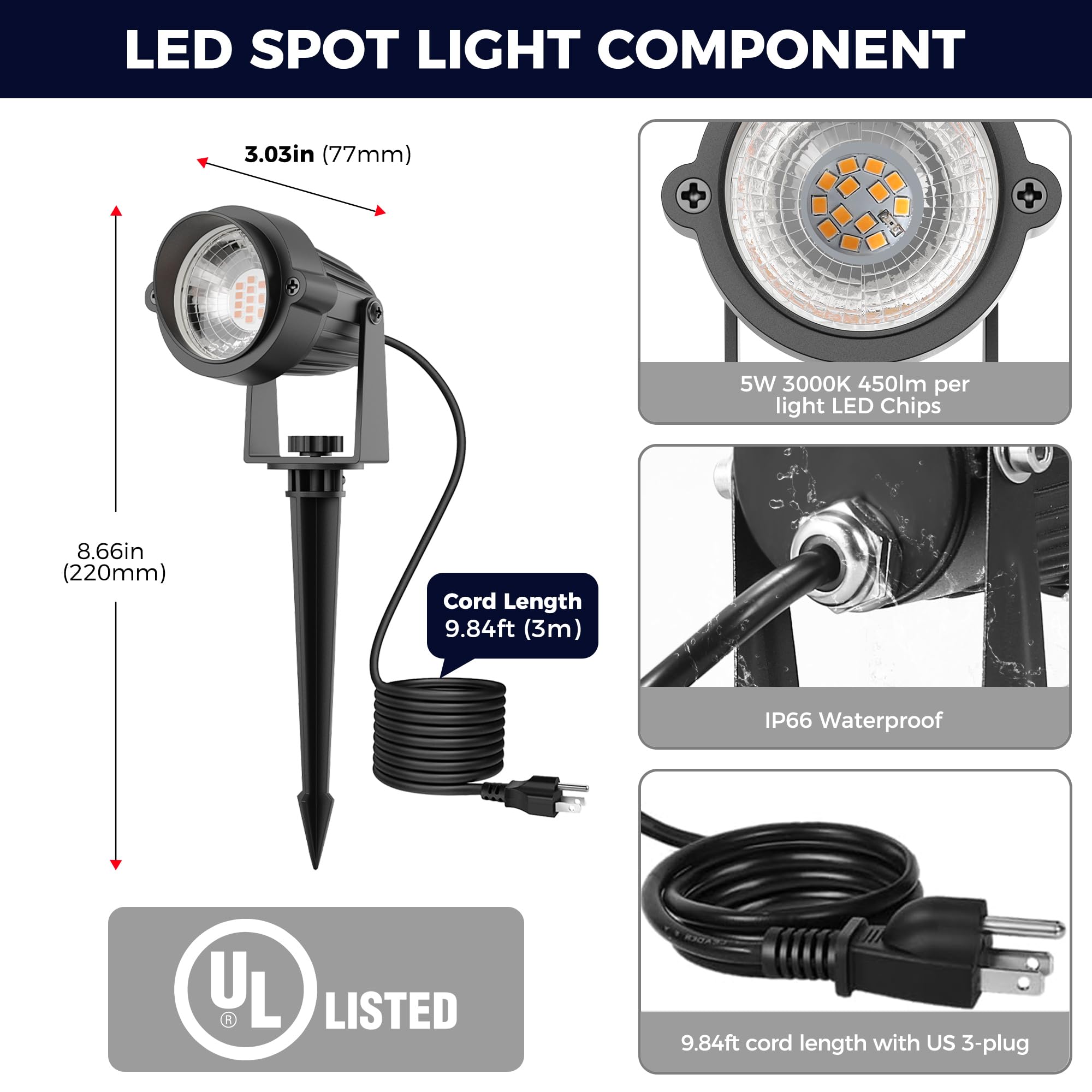 L Lohas Led Red And Green Christmas Spotlight Outdoor  Auto On/Off 5W Landscape Lighting  120V Ip66 Waterproof Spot Lights For Yard House Holiday Trees Decoration  Ul Listed  2 Pack