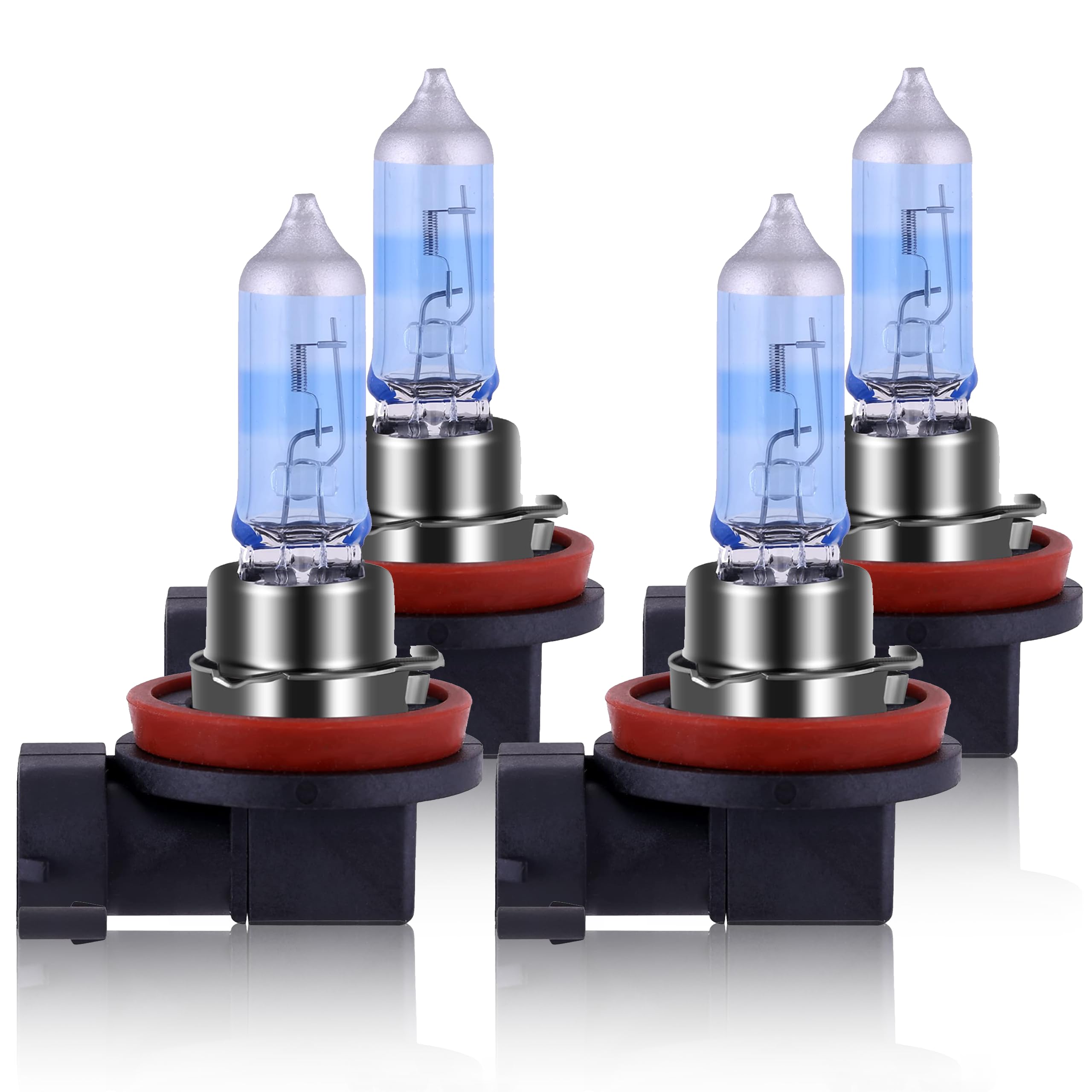 Newbrown H11 Headlight Bulb H11 Halogen Bulb 5000K Super White Light Long Life Replacement Pgj19-2 12V/55W (H11, 4 Pack)