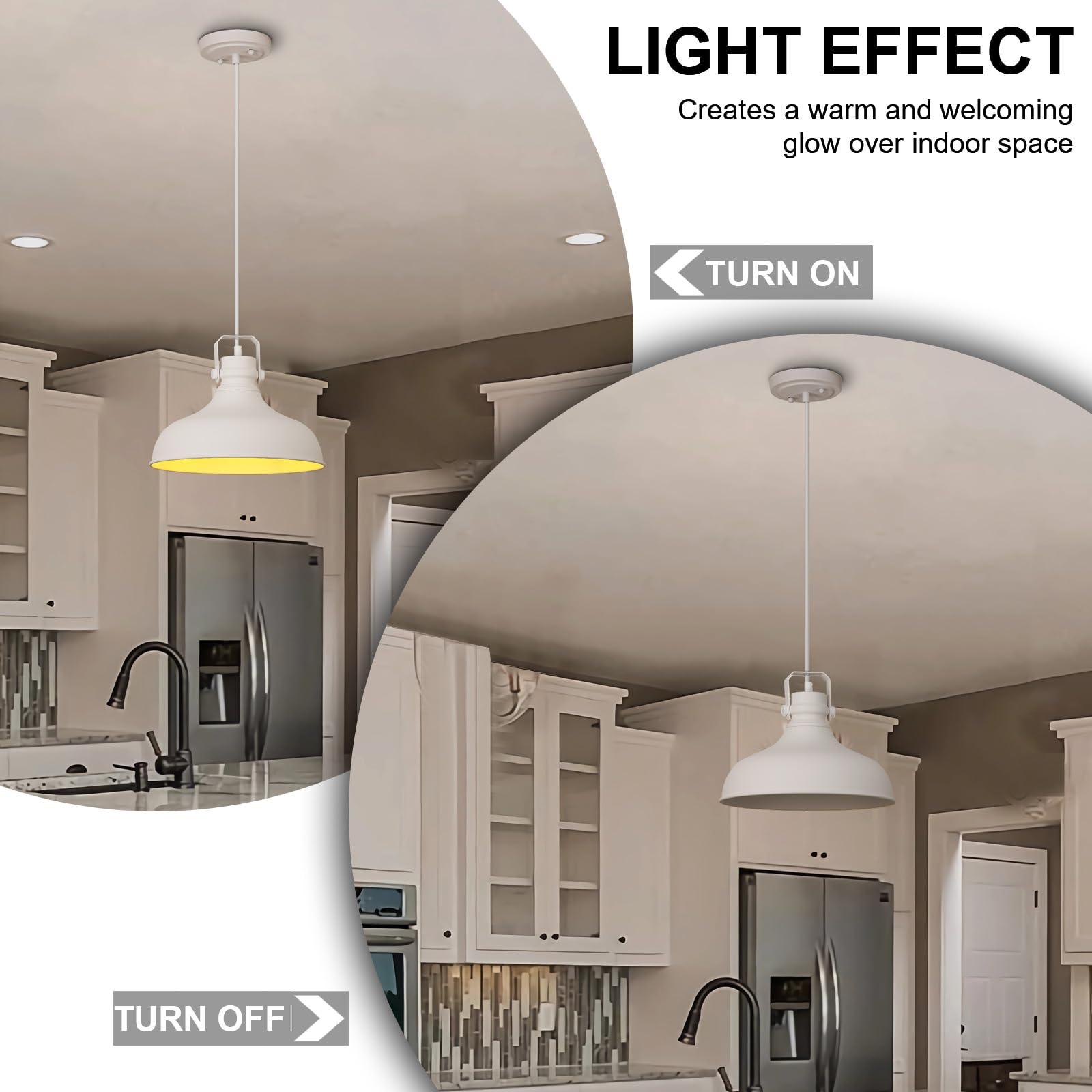 Alaislyc White Farmhouse Pendant Lights Matte Pendant Lighting For Kitchen Island Industrial Adjustable Height Vintage Dome Hanging Light Fixtures For Barn  Dining Room 3 Packs