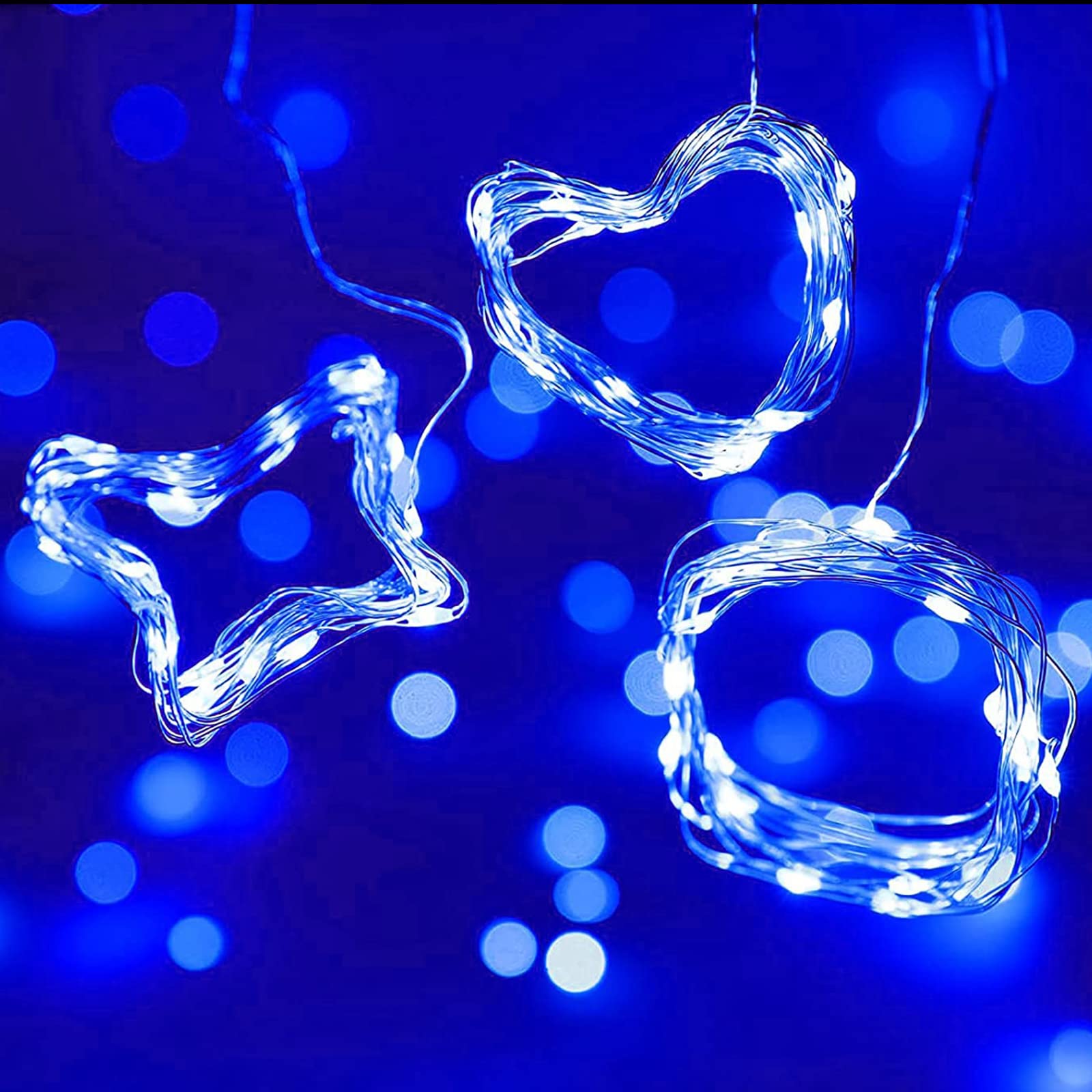 16 Pack Led Fairy Lights Battery Operated String Lights 10 Feet 30 Led Waterproof Twinkle Lights Mason Jar Lights Silver Wire Firefly Lights For Christmas Party Wedding Patio (Blue)