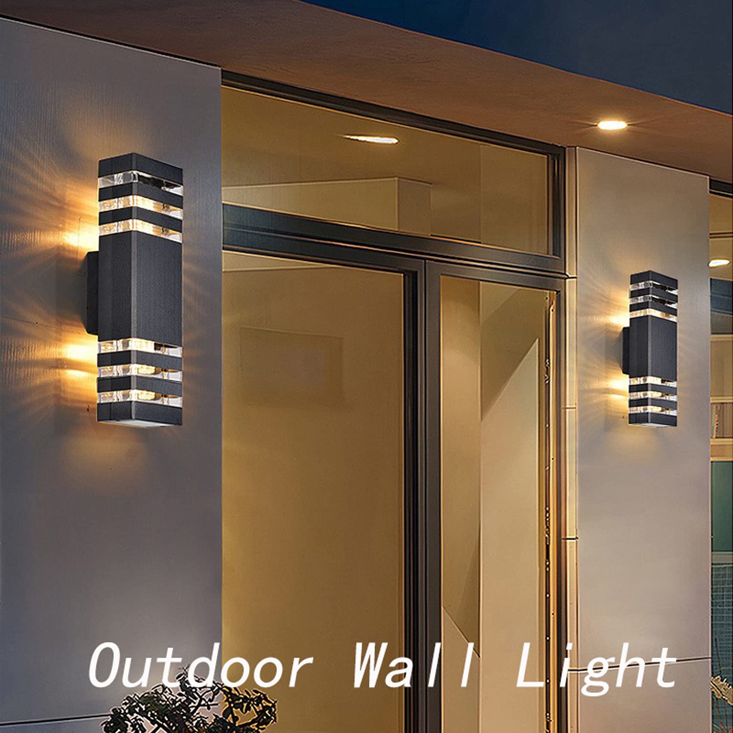 MUCLUD Outdoor LED Wall Light - 15" Waterproof Square Up & Down Fixtures, 14W, 4000K Day White, 4Pack for House, Patio, Garage, Garden