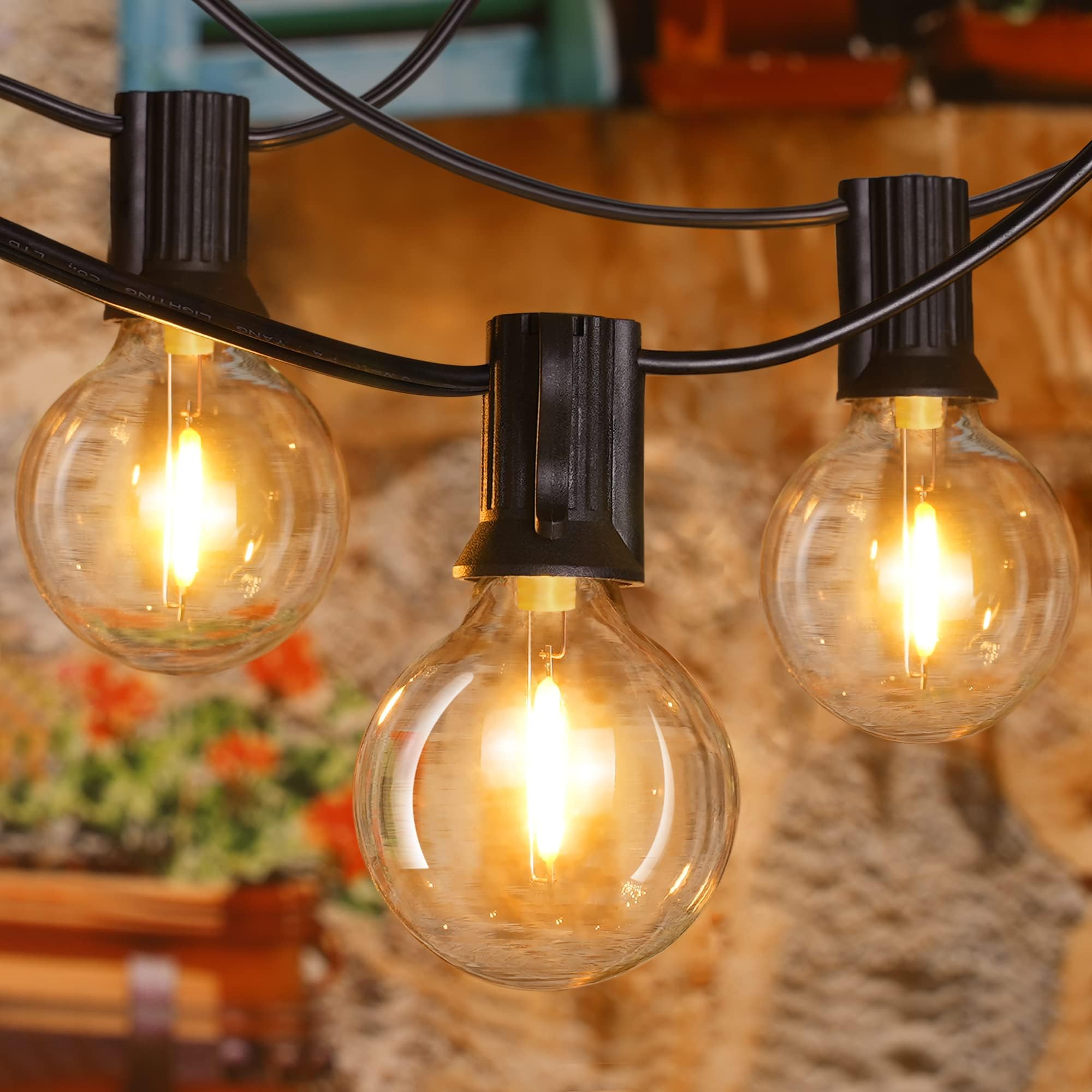 Ollny Outdoor String Lights, 25FT Waterproof Shatterproof with 13 Edison + 1 Spare LED Bulbs, Warm White, Model IL-E12-20025013