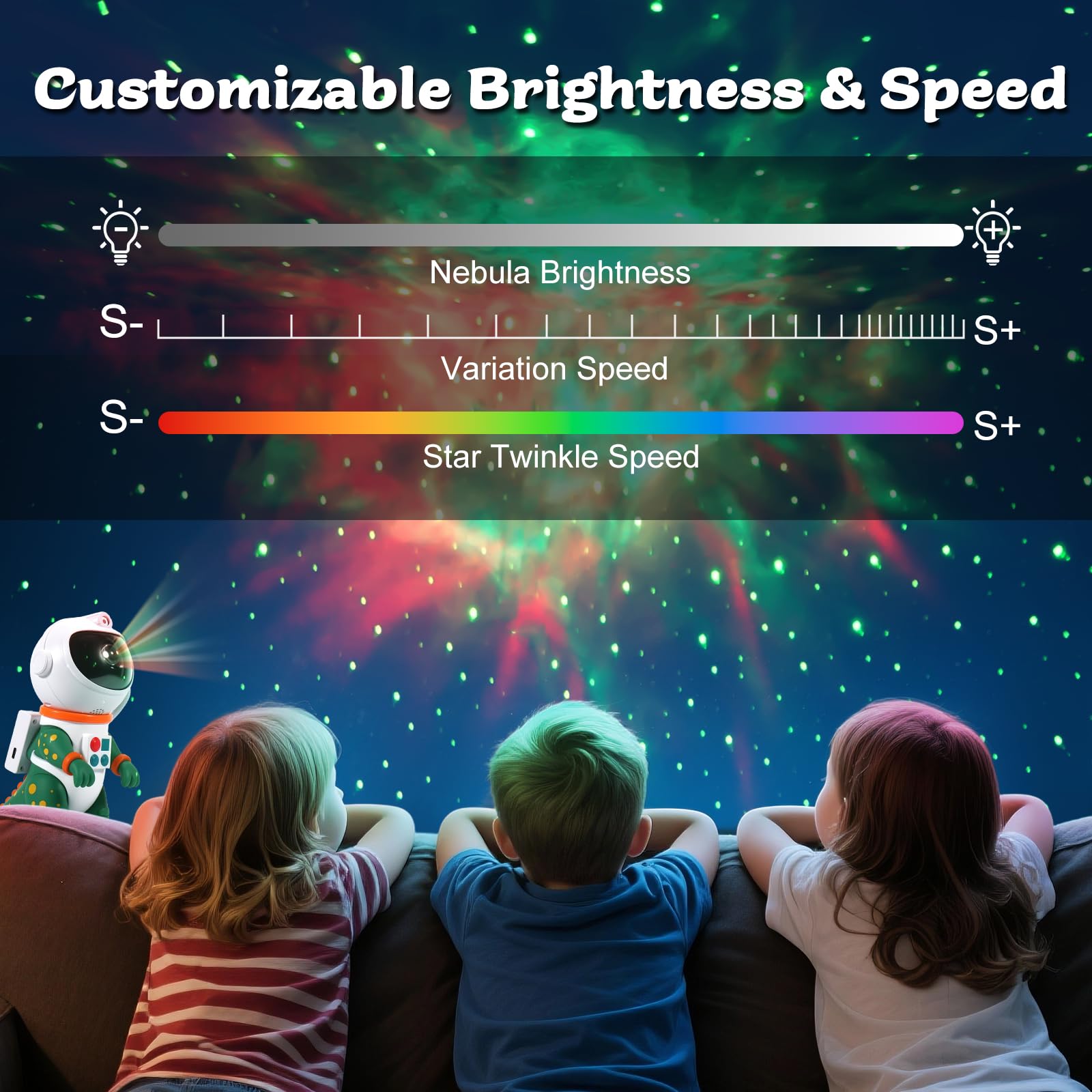 LOVME Galaxy Star Projection Night Light, Dinosaur Astronaut Space Projector with 8 Modes Starry Nebula Effects, Timer & Remote