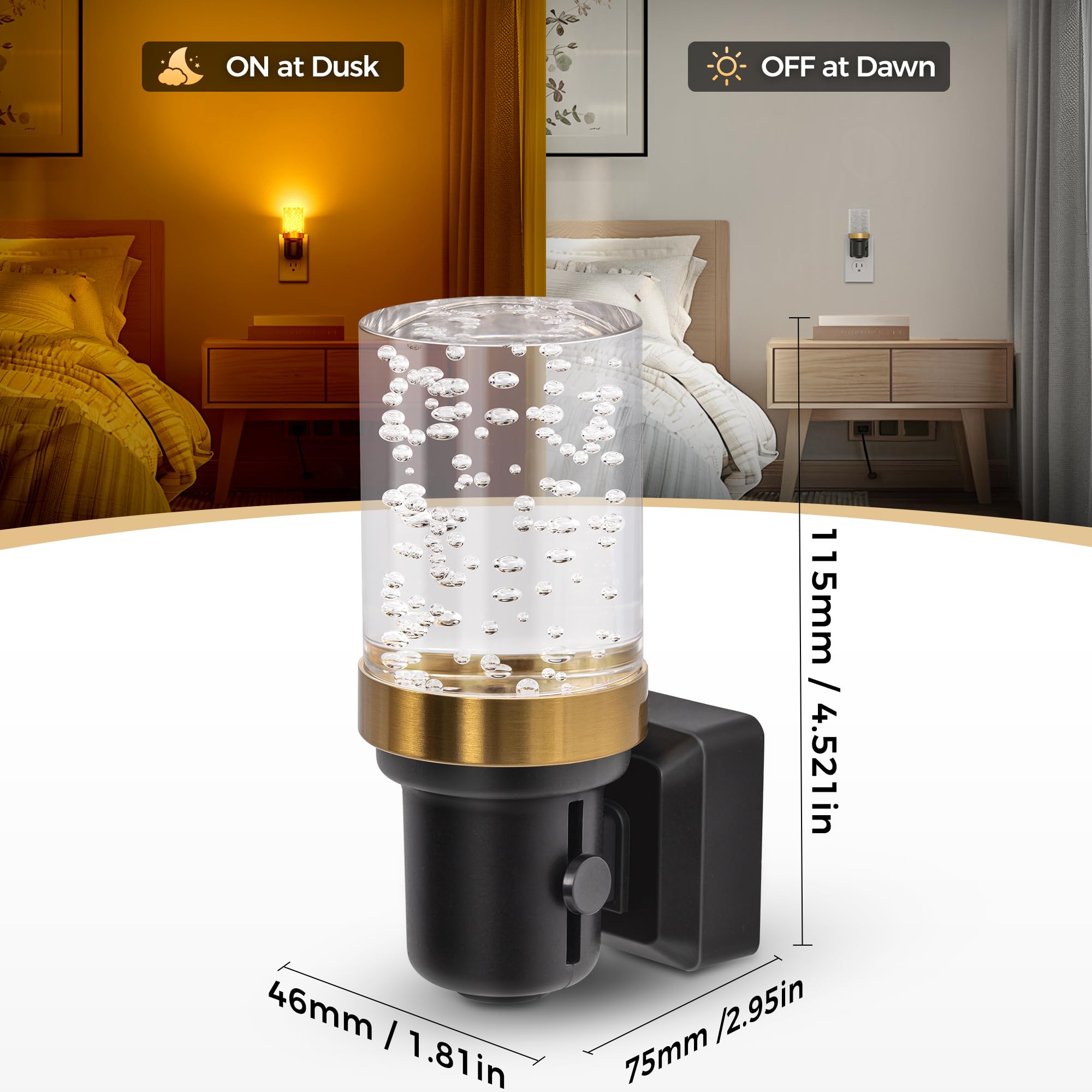 DORESshop LED Night Light Plug-in, Dimmable, Adjustable Brightness, Amber, Model D-GY22007QPUS, Yellow