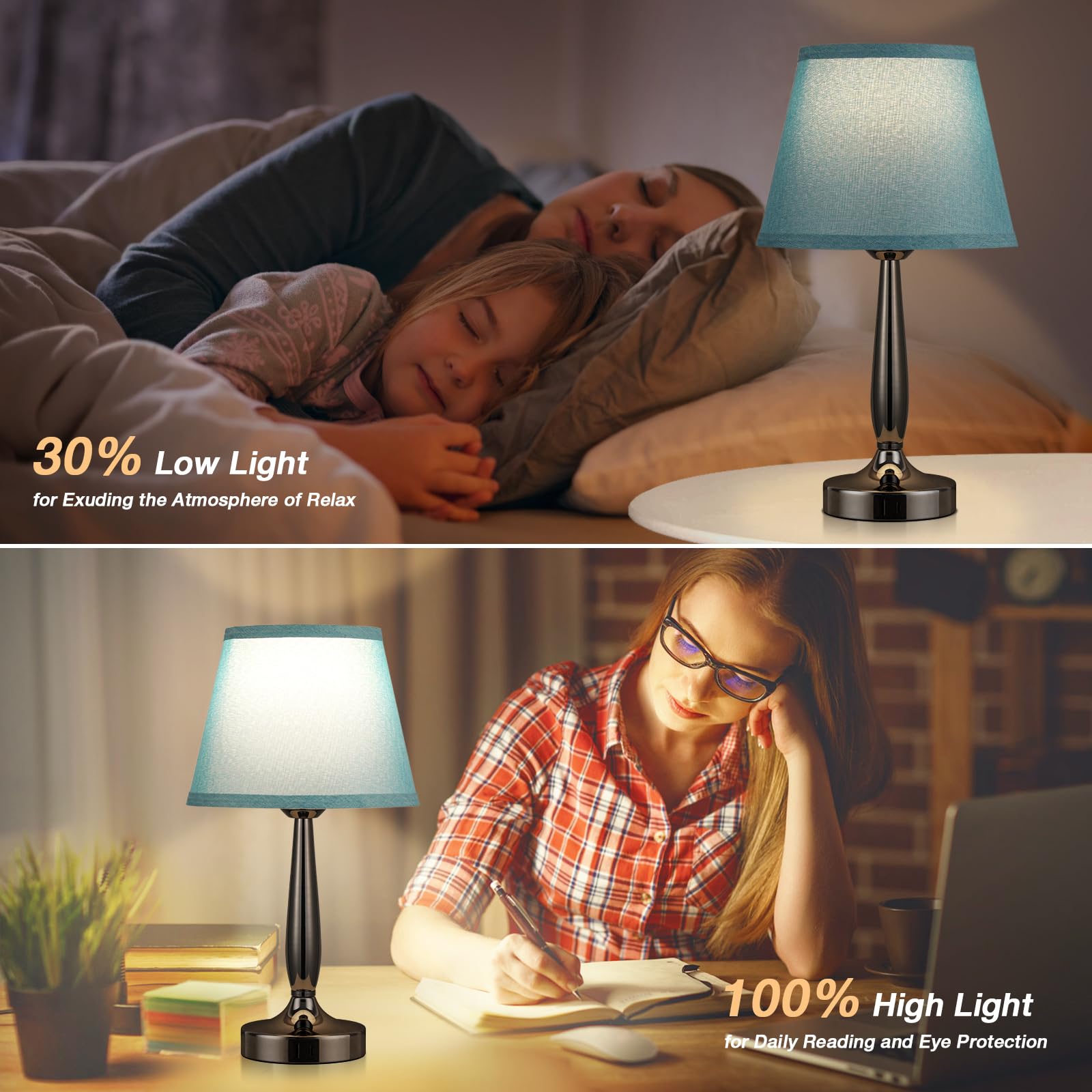 Touch Bedside Lamp For Bedroom With Usb C Port, Small Touch Table Lamp With 2 Usb Charging Ports, 3 Way Dimmable Nightstand Lamp